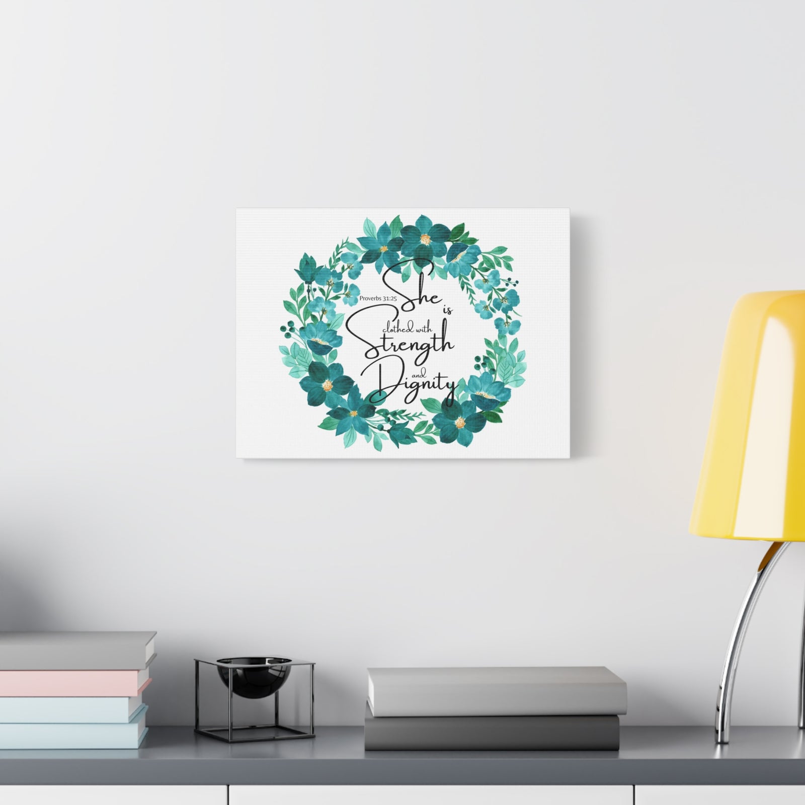 Scripture Walls Proverbs 31:25 Strength And Dignity Within Her Bible Verse Canvas Christian Wall Art Ready to Hang Unframed-Express Your Love Gifts
