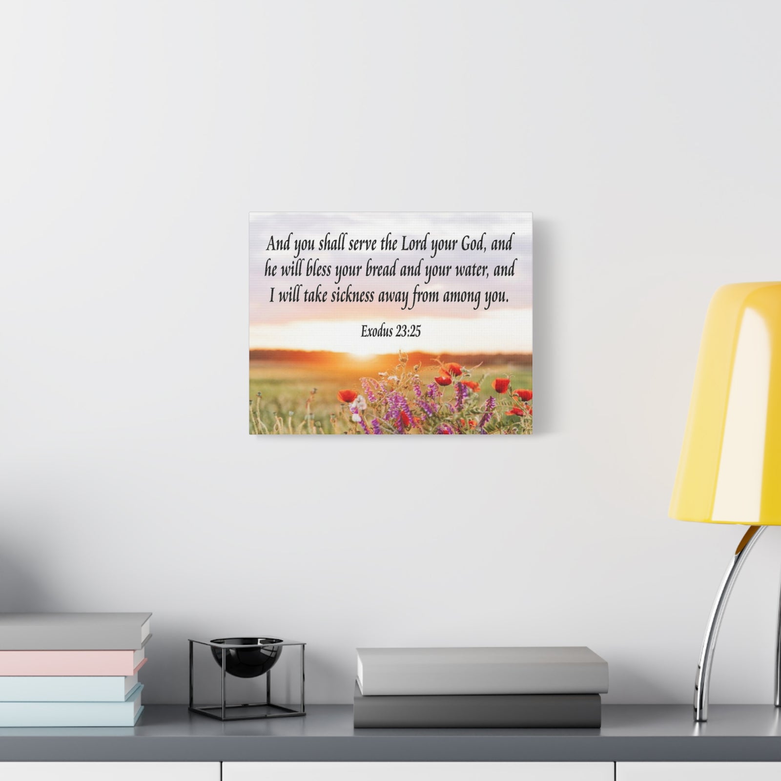 Bible Verse Canvas And You Shall Serve the Lord Exodus 23:25 Scripture Wall Art Christian Home Decor-Express Your Love Gifts