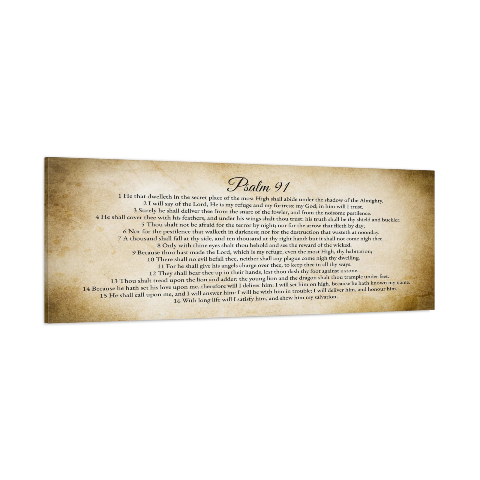 Scripture Walls Psalm 91 English Landscape Gold Bible Verse Canvas Christian Wall Art Ready to Hang Unframed-Express Your Love Gifts