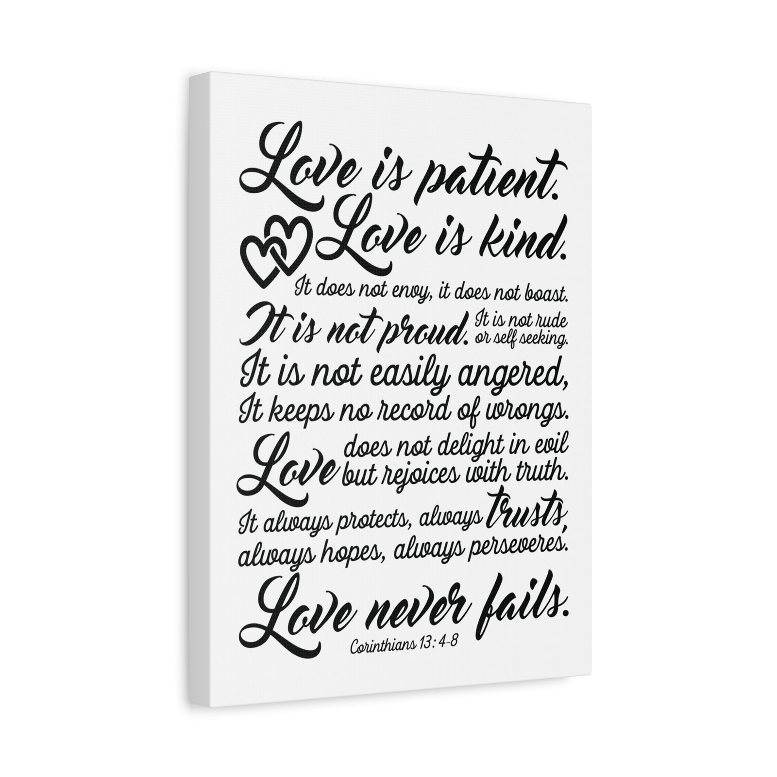 Scripture Canvas Love Is Patient Corinthians 13:4-8 Christian Wall Art Bible Verse Print Ready to Hang-Express Your Love Gifts