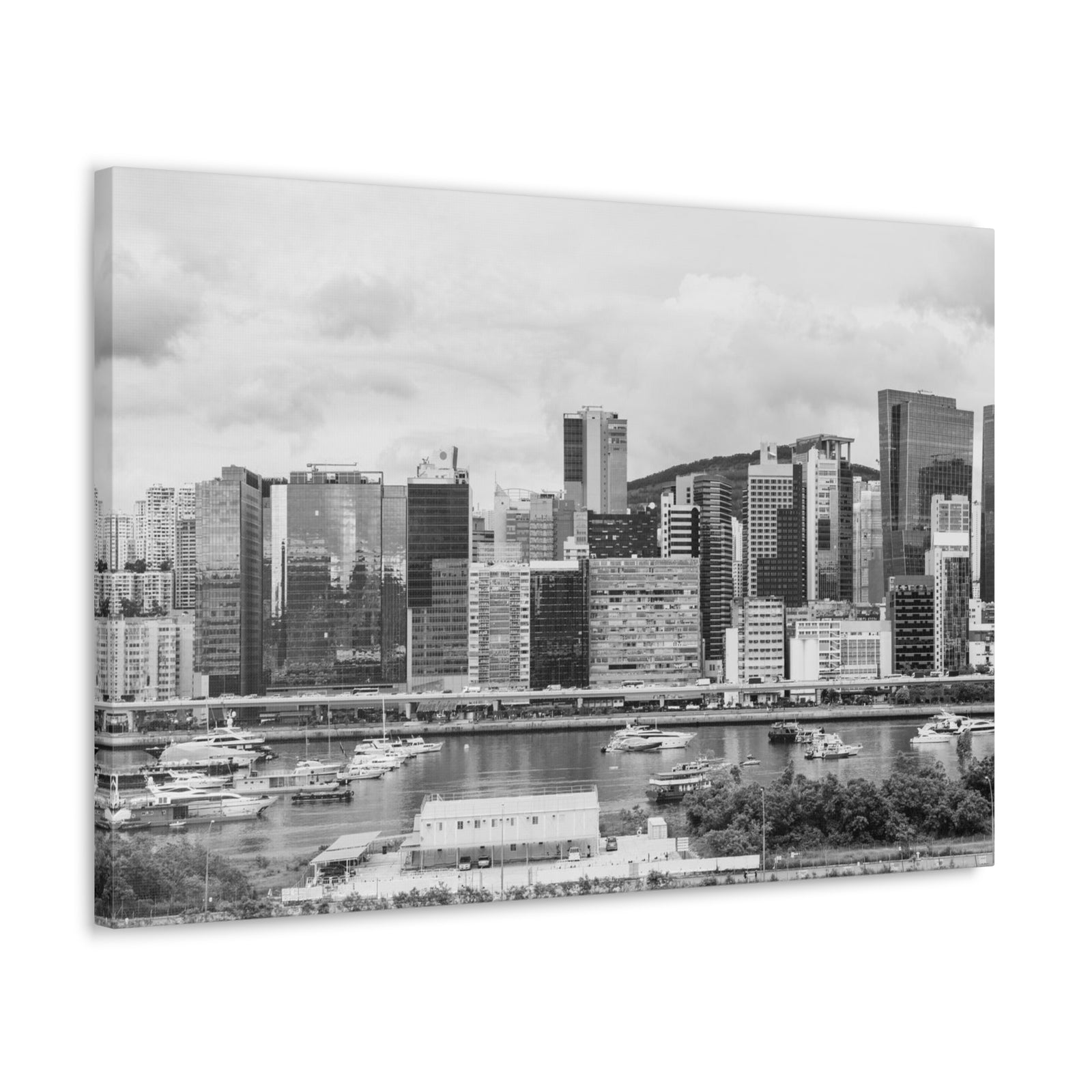 Hong Kong Black And White Skyline Canvas Artwork High-Quality Breathtaking Stunning Cityscape for Home Decor Ready to Hang-Express Your Love Gifts