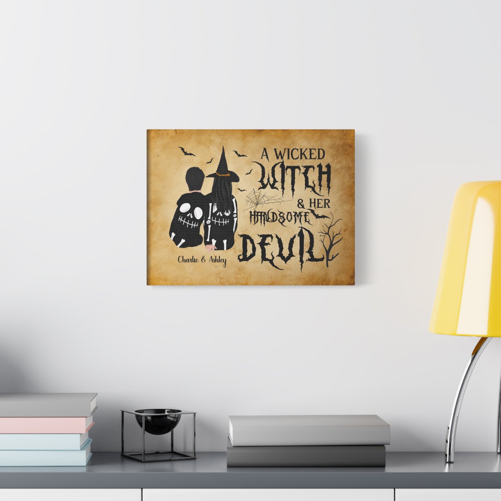 Personalized Wicked Witch & Handsome Devil Halloween Canvas Wall Art-Express Your Love Gifts