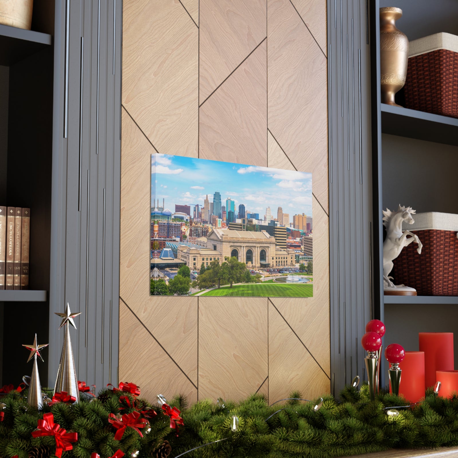 Kansas City Daytime Skyline Canvas Artwork High-Quality Breathtaking Stunning Cityscape for Home Decor Ready to Hang-Express Your Love Gifts