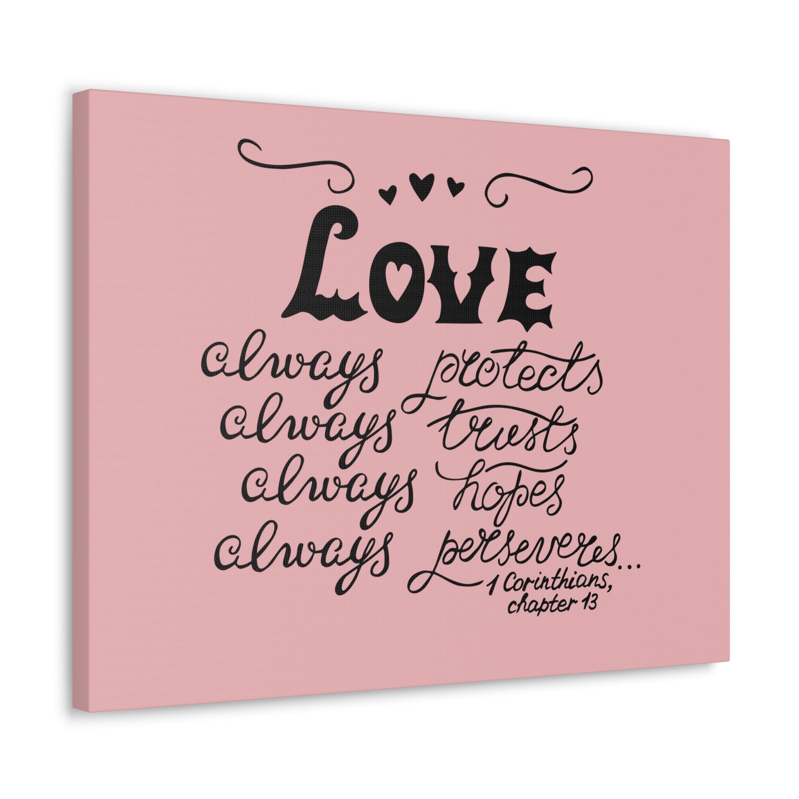 Scripture Canvas Love Always Protects 1 Corinthians Chapter 13 Christian Wall Art Bible Verse Print Ready To Hang-Express Your Love Gifts