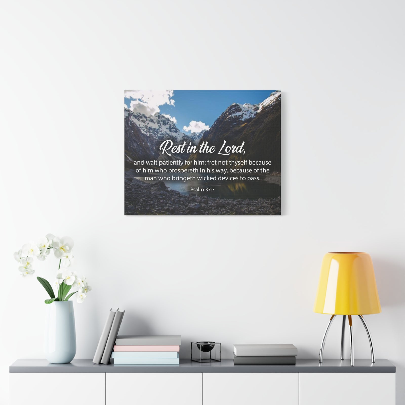 Bible Verse Canvas Rest in The Lord Psalm 37:7 Christian Home Decor Scripture Art-Express Your Love Gifts