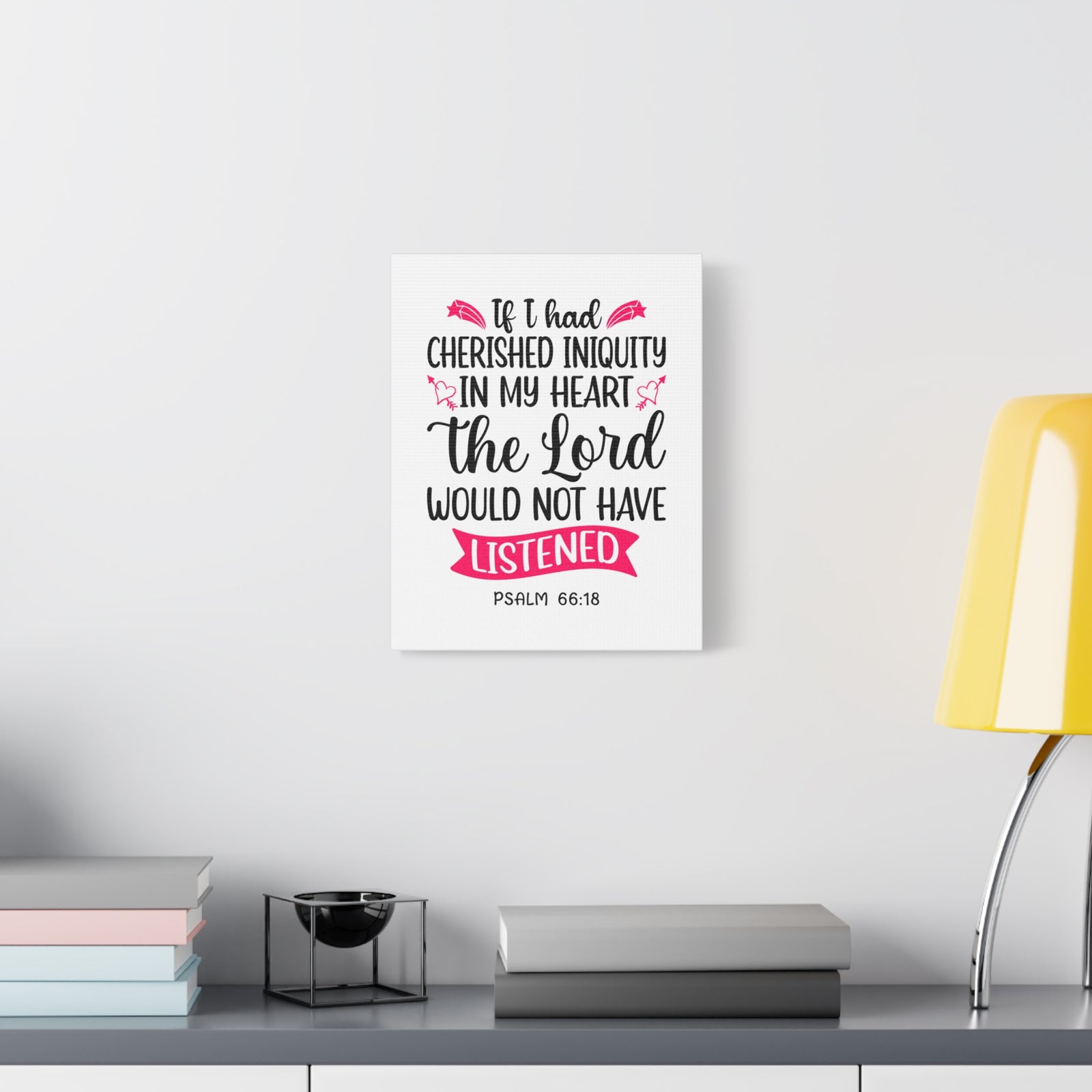 Scripture Canvas In My Heart Psalm 66:18 Christian Wall Art Bible Verse Print Ready to Hang-Express Your Love Gifts