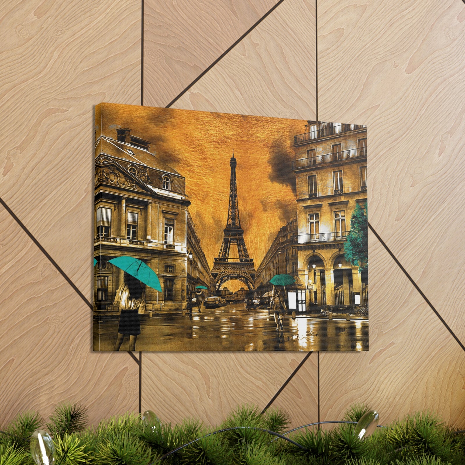 Yellow And Blue Eiffel Tower France Canvas Artwork High-Quality Breathtaking French City for Home Decor Ready to Hang-Express Your Love Gifts