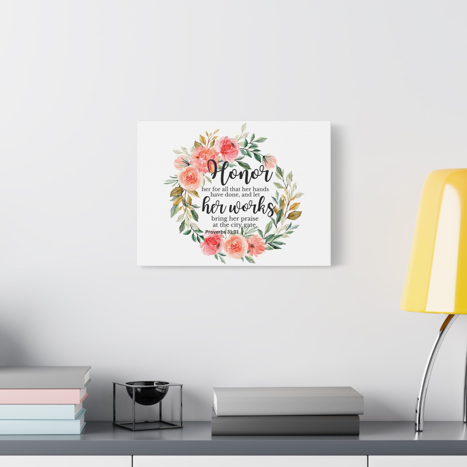 Scripture Walls Proverbs 31:31 Honor Her Works Bible Verse Canvas Christian Wall Art Ready to Hang Unframed-Express Your Love Gifts