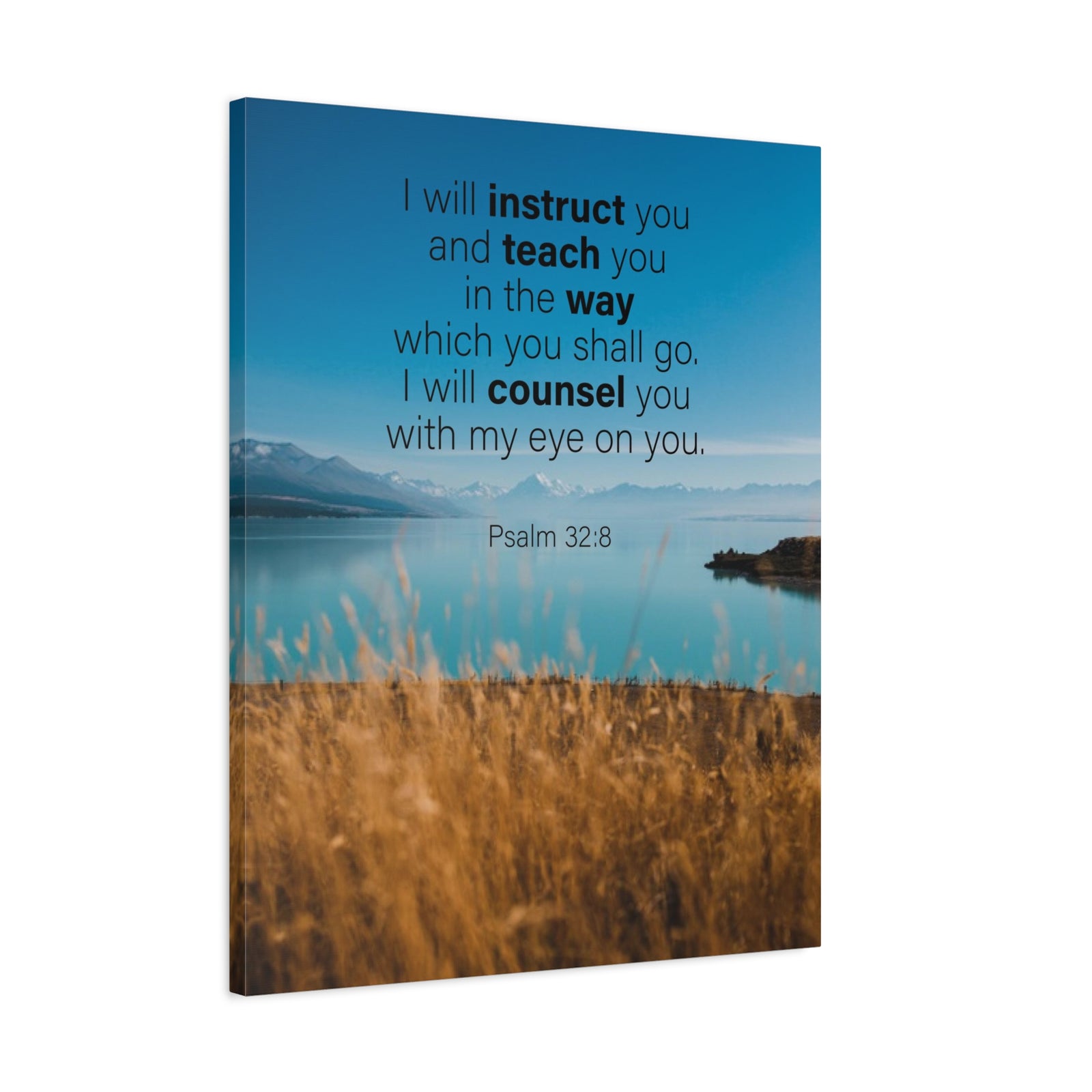 Scripture Canvas God's Instruction Psalm 32:8 Christian Wall Art Bible Verse Print Ready to Hang-Express Your Love Gifts