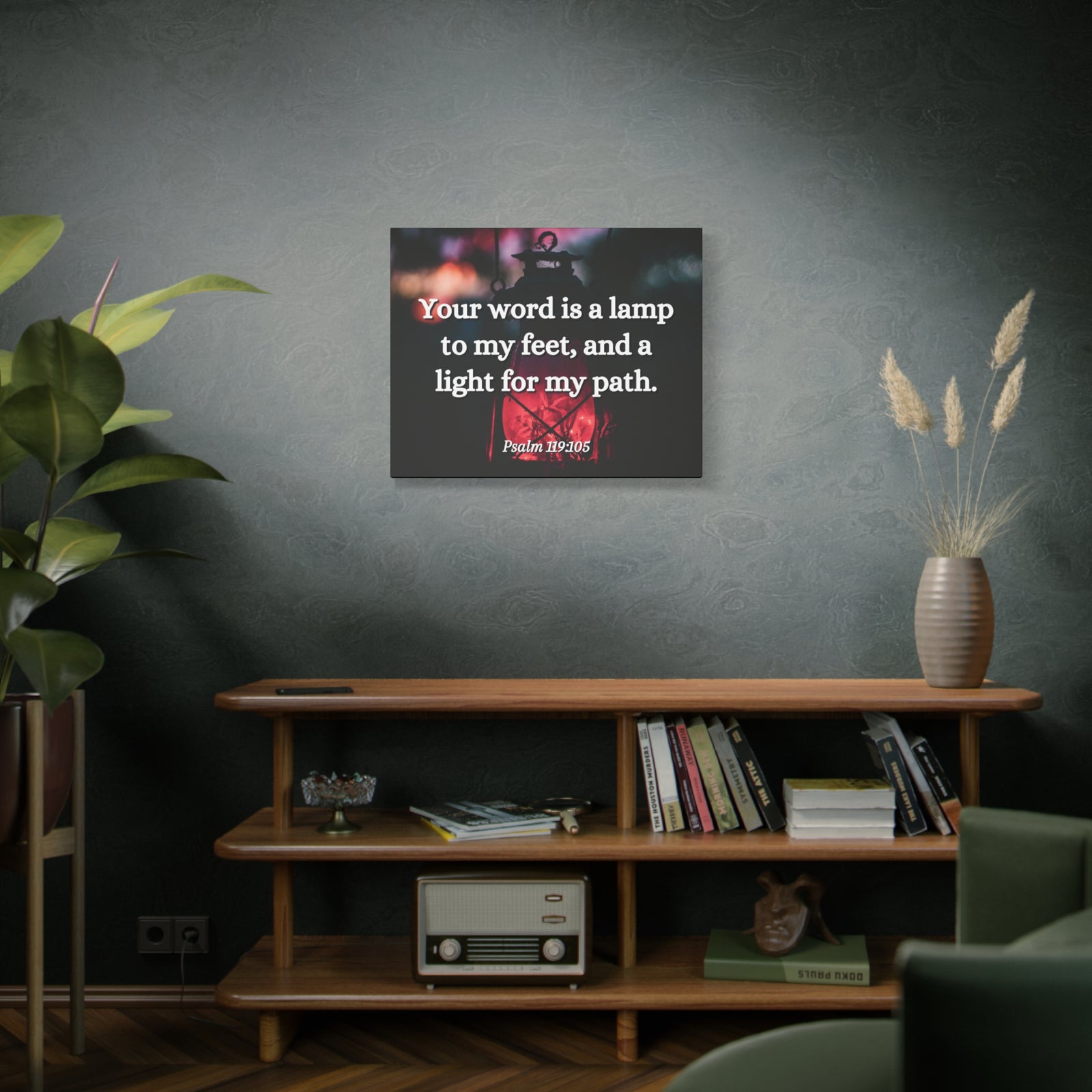 Scripture Canvas Your Words Is Lamp Psalm 119:105 Christian Wall Art Bible Verse Print Ready to Hang-Express Your Love Gifts