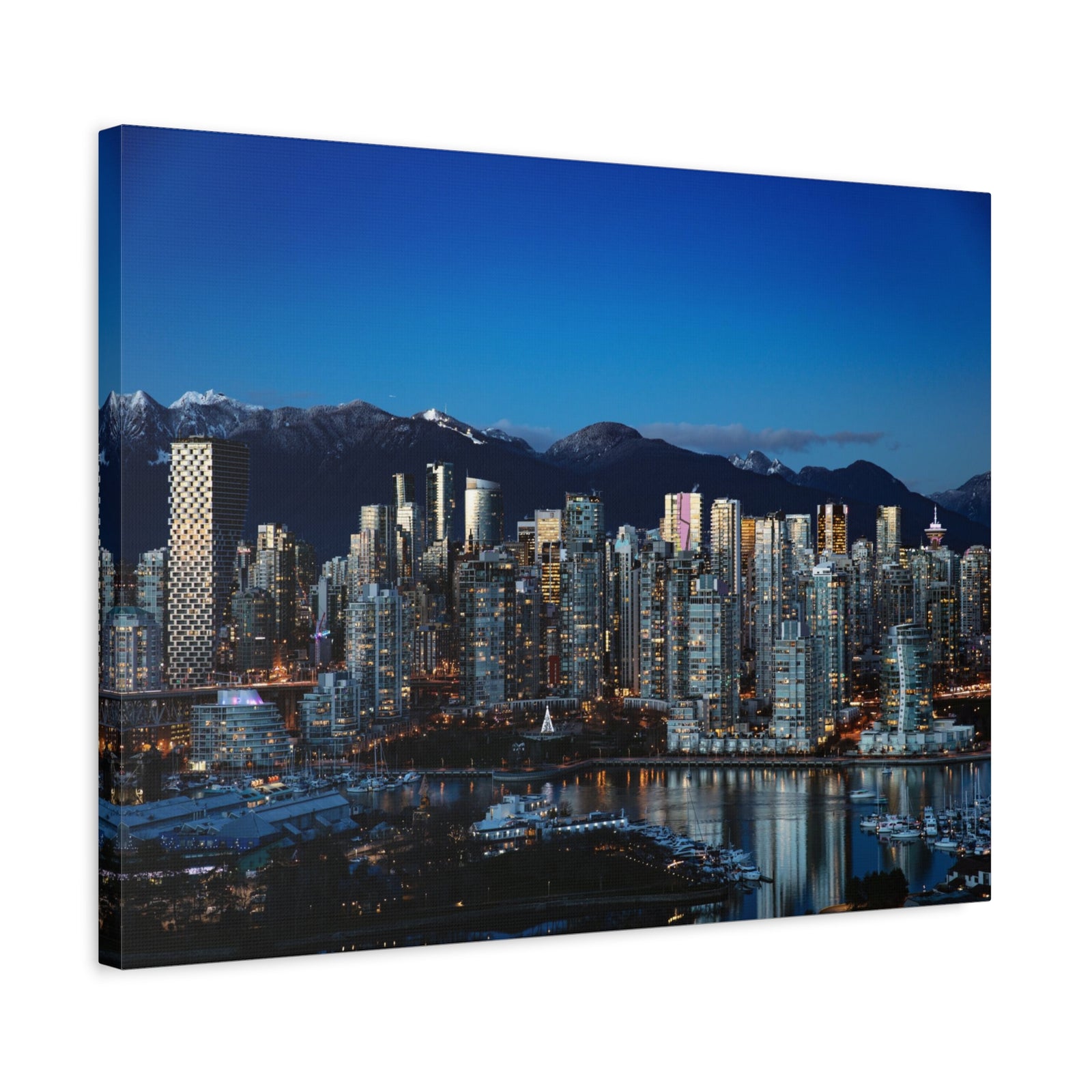 Vancouver Night Skyline Canvas Artwork High-Quality Breathtaking Stunning Cityscape for Home Decor Ready to Hang-Express Your Love Gifts