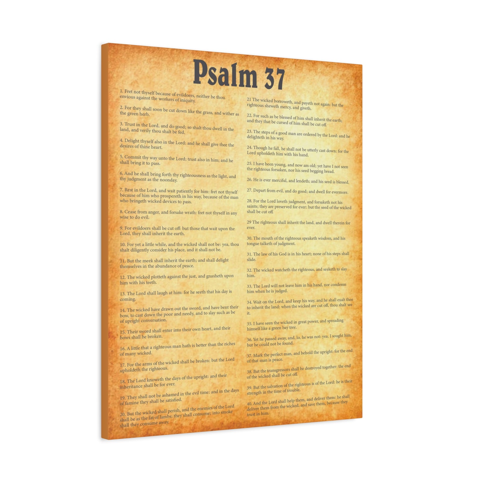 Scripture Walls Psalm 37 Gold Bible Chapter Canvas Christian Wall Art Ready to Hang-Express Your Love Gifts