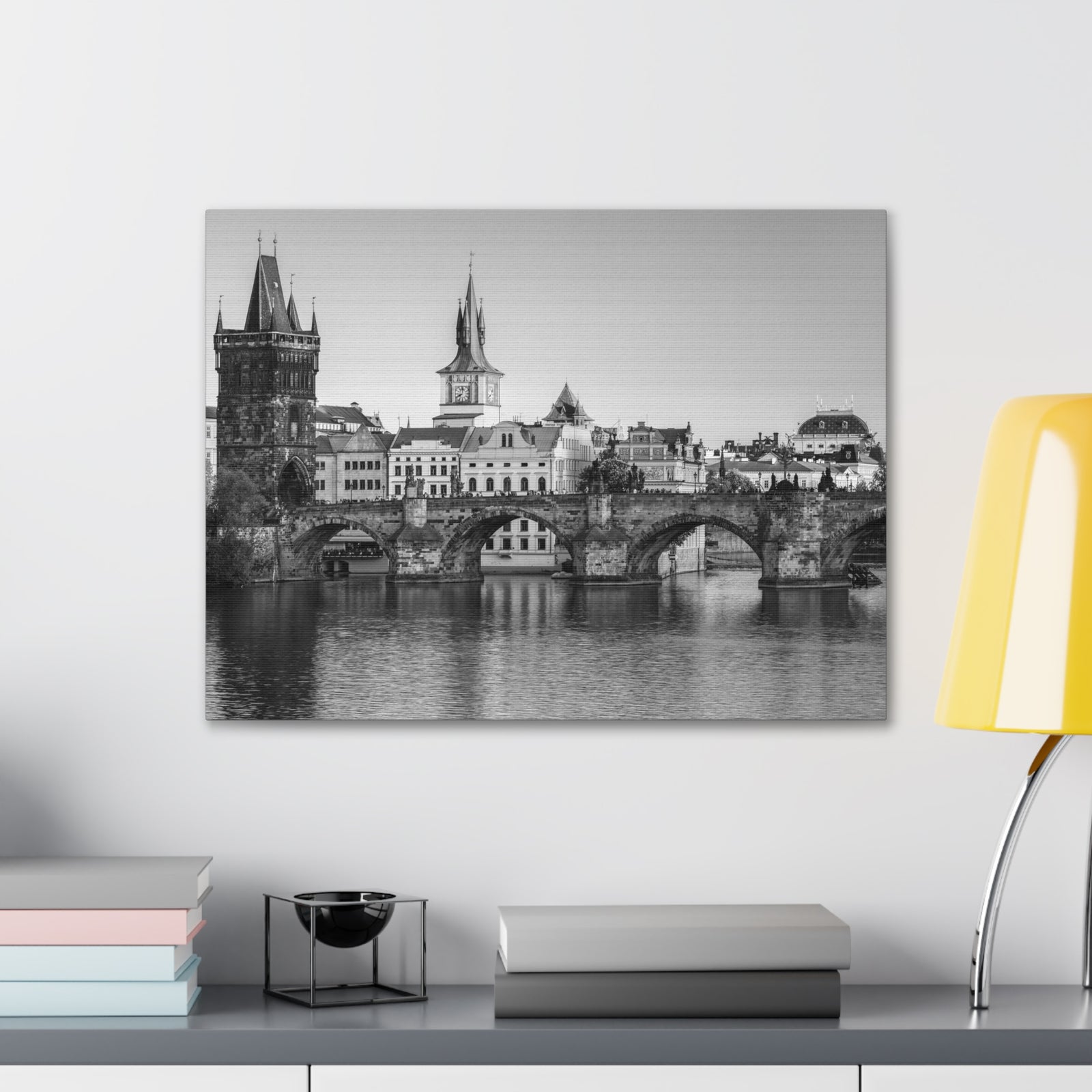 Prague Black And White Skyline Canvas Artwork High-Quality Breathtaking Stunning Cityscape for Home Decor Ready to Hang-Express Your Love Gifts