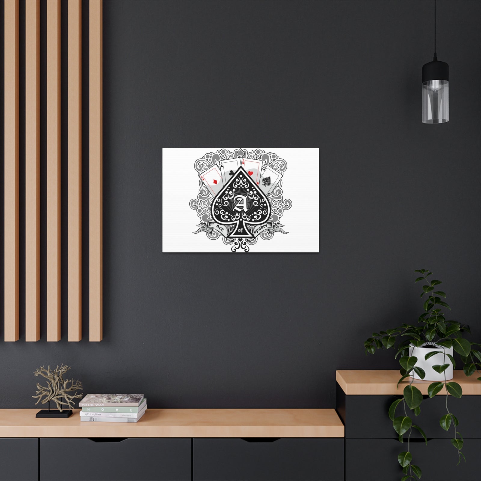 Gothic Coat Of Arms Ace Of Spades Playing Card Canvas Wall Art for Home Decor Ready-to-Hang-Express Your Love Gifts