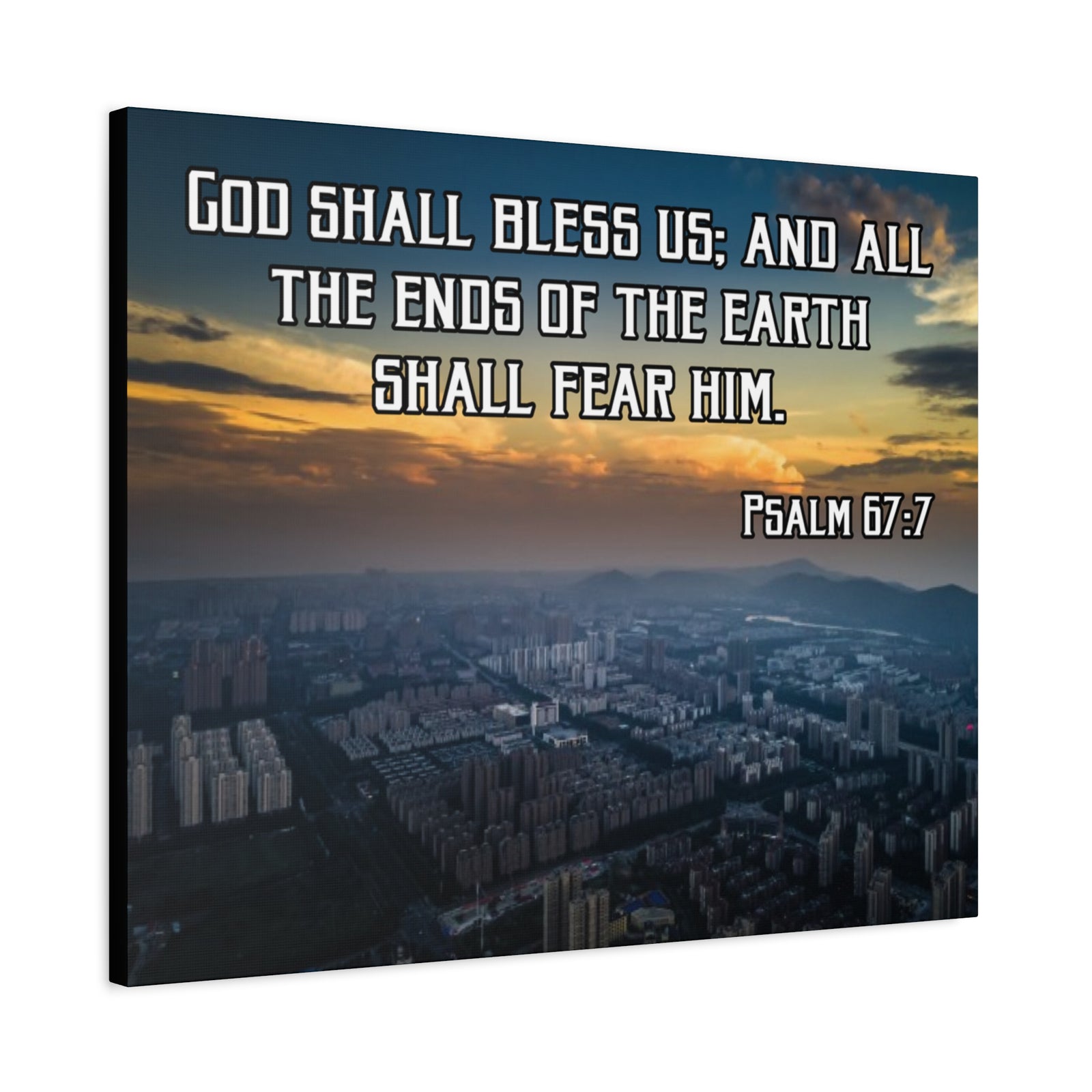 Bible Verse Canvas God Shall Bless Us Psalm 67:7 Christian Home Décor Wall Art Scripture Ready to Hang Faith Print-Express Your Love Gifts