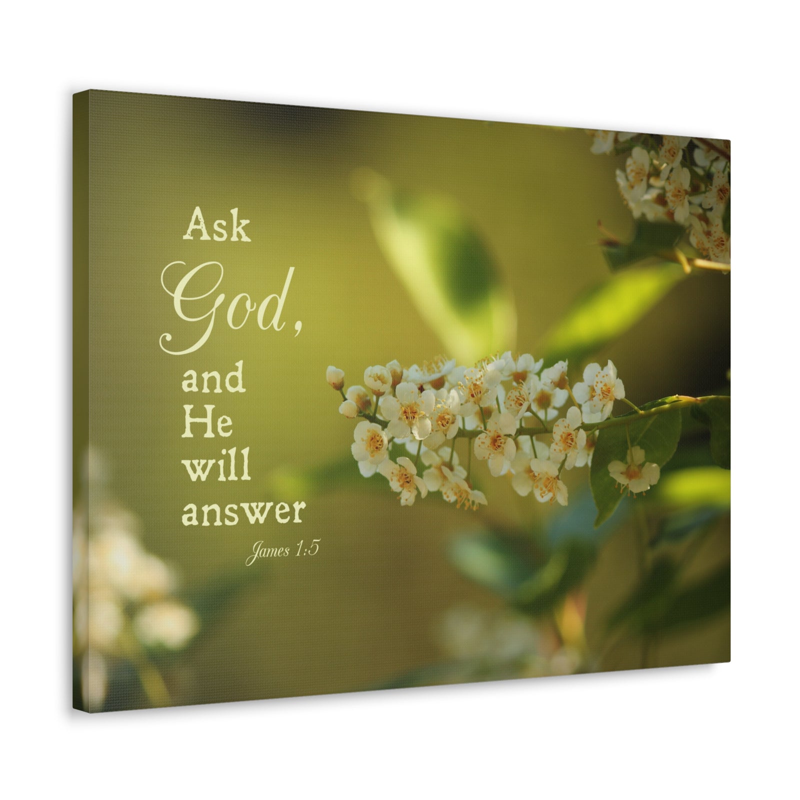 Scripture Canvas He Will Answer James 1:5 Christian Wall Art Bible Verse Print Ready to Hang-Express Your Love Gifts