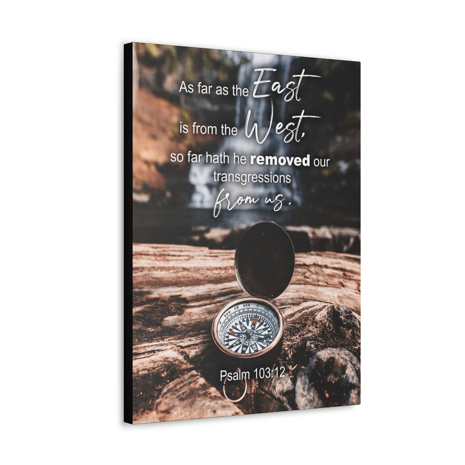 Scripture Canvas From Us Psalm 103:12 Christian Wall Art Bible Verse Print Ready to Hang-Express Your Love Gifts