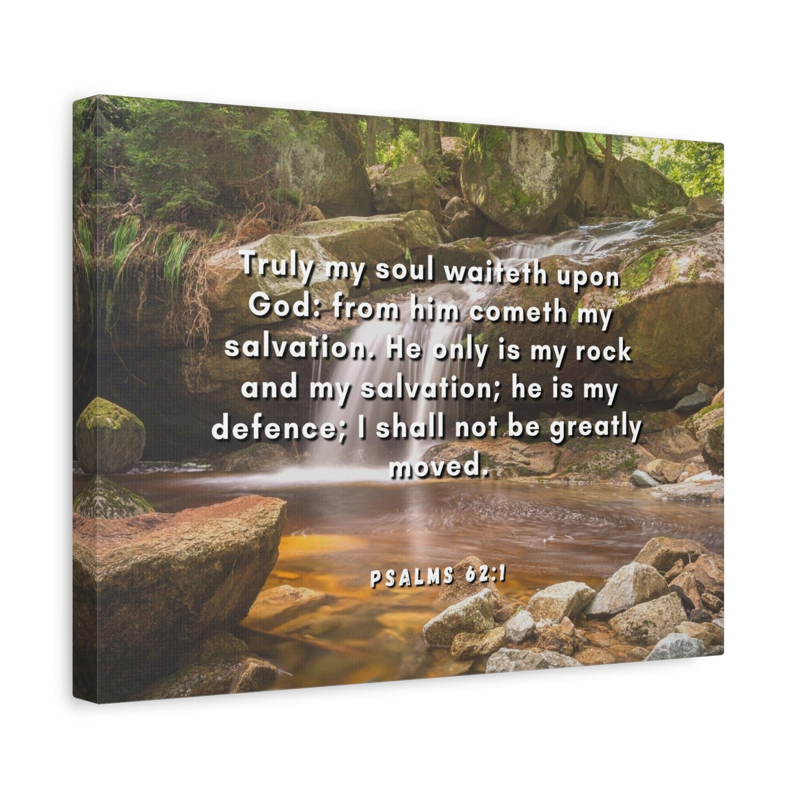 Scripture Canvas My Salvation Psalm 62:1 Christian Wall Art Bible Verse Print Ready to Hang-Express Your Love Gifts