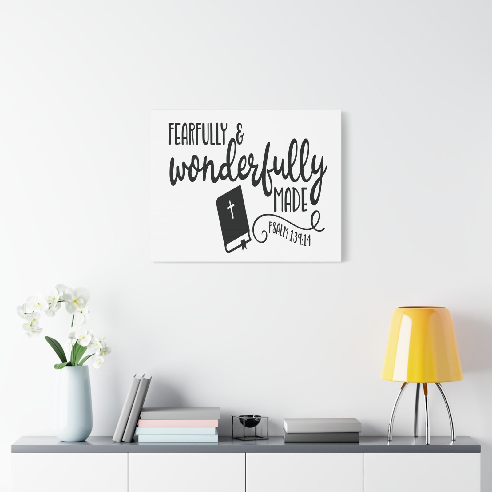 Scripture Canvas Fearfully and Wonderfully Psalm 139:14 Christian Wall Art Bible Verse Print Ready to Hang-Express Your Love Gifts
