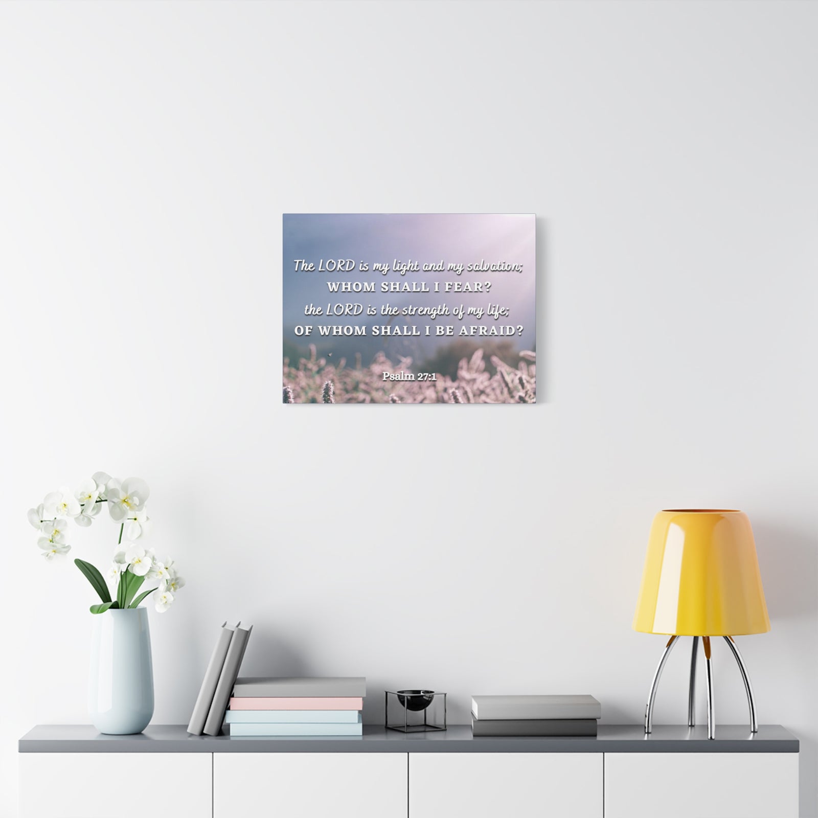 Scripture Canvas Light And Salvation Psalm 27:1 Christian Wall Art Bible Verse Print Ready to Hang-Express Your Love Gifts