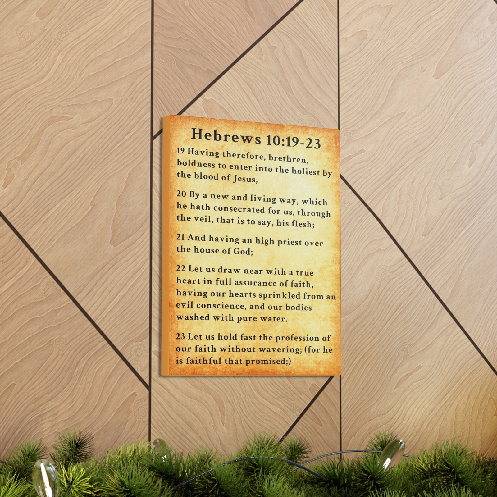 Scripture Walls Hebrews 10:19-23 KJV Bible Verse Canvas Christian Wall Art Ready to Hang Unframed-Express Your Love Gifts