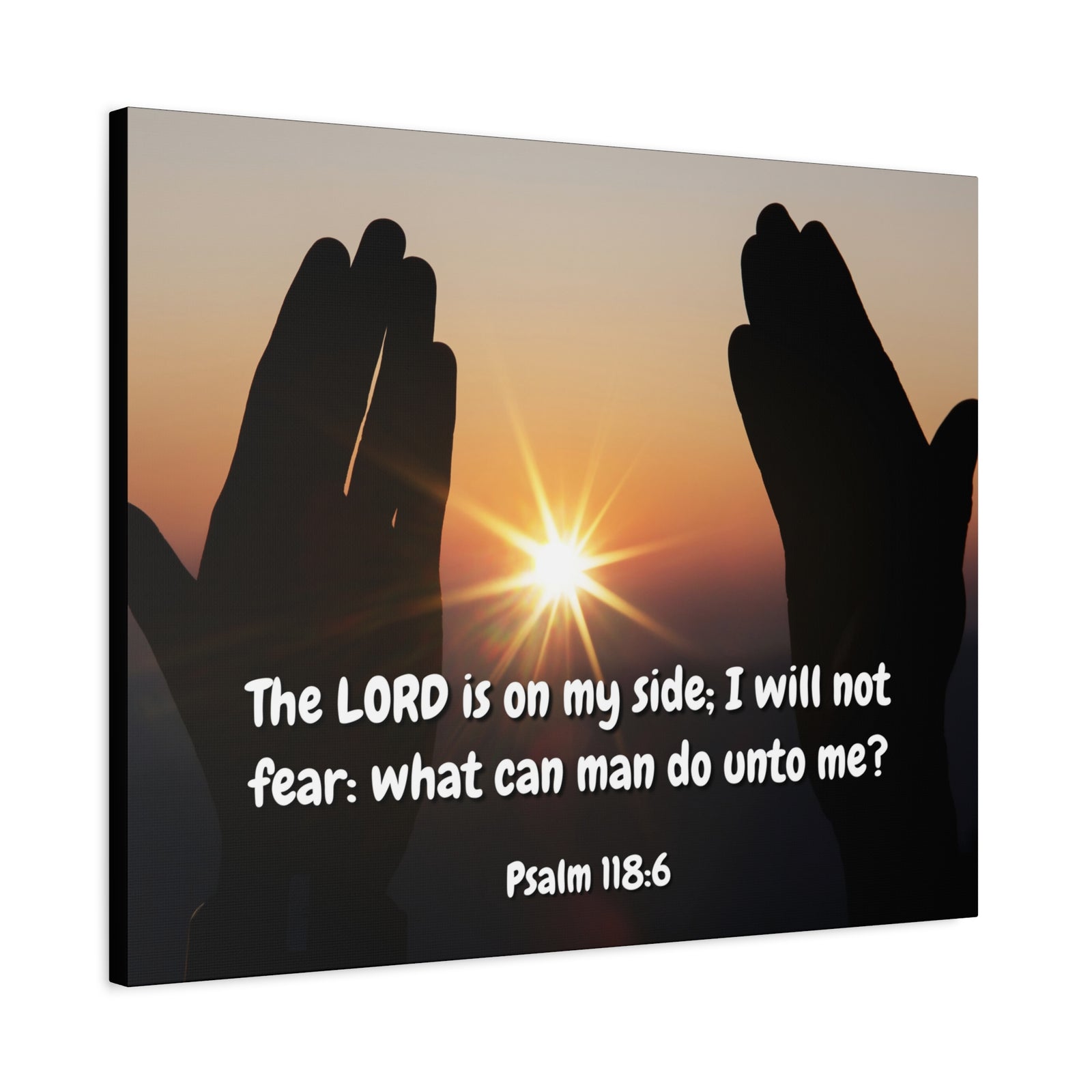 Scripture Canvas God Is On My Side Psalm 118:6 Christian Wall Art Bible Verse Print Ready to Hang-Express Your Love Gifts