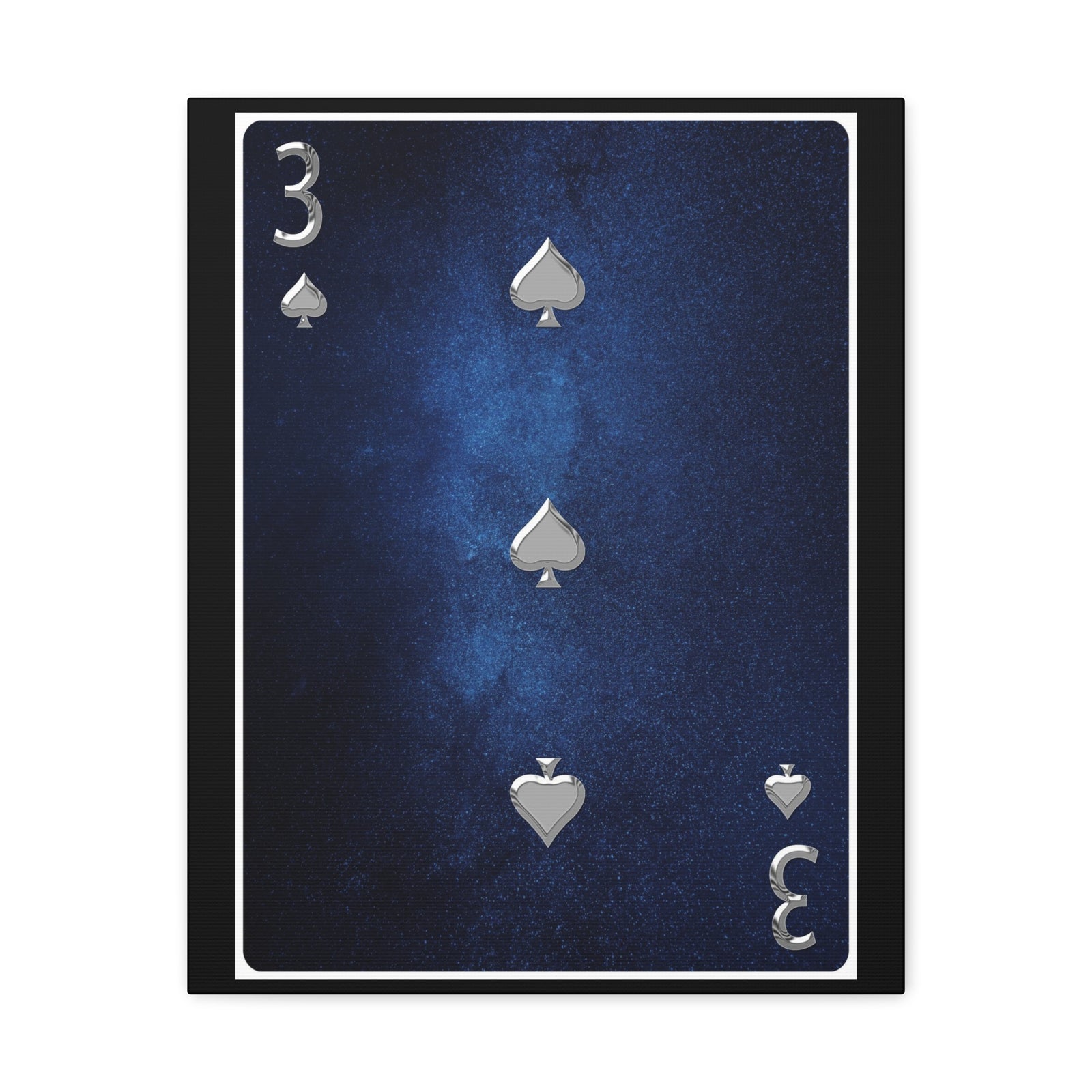 Three Of Spades Space Background Playing Card Canvas Wall Art for Home Decor Ready-to-Hang-Express Your Love Gifts