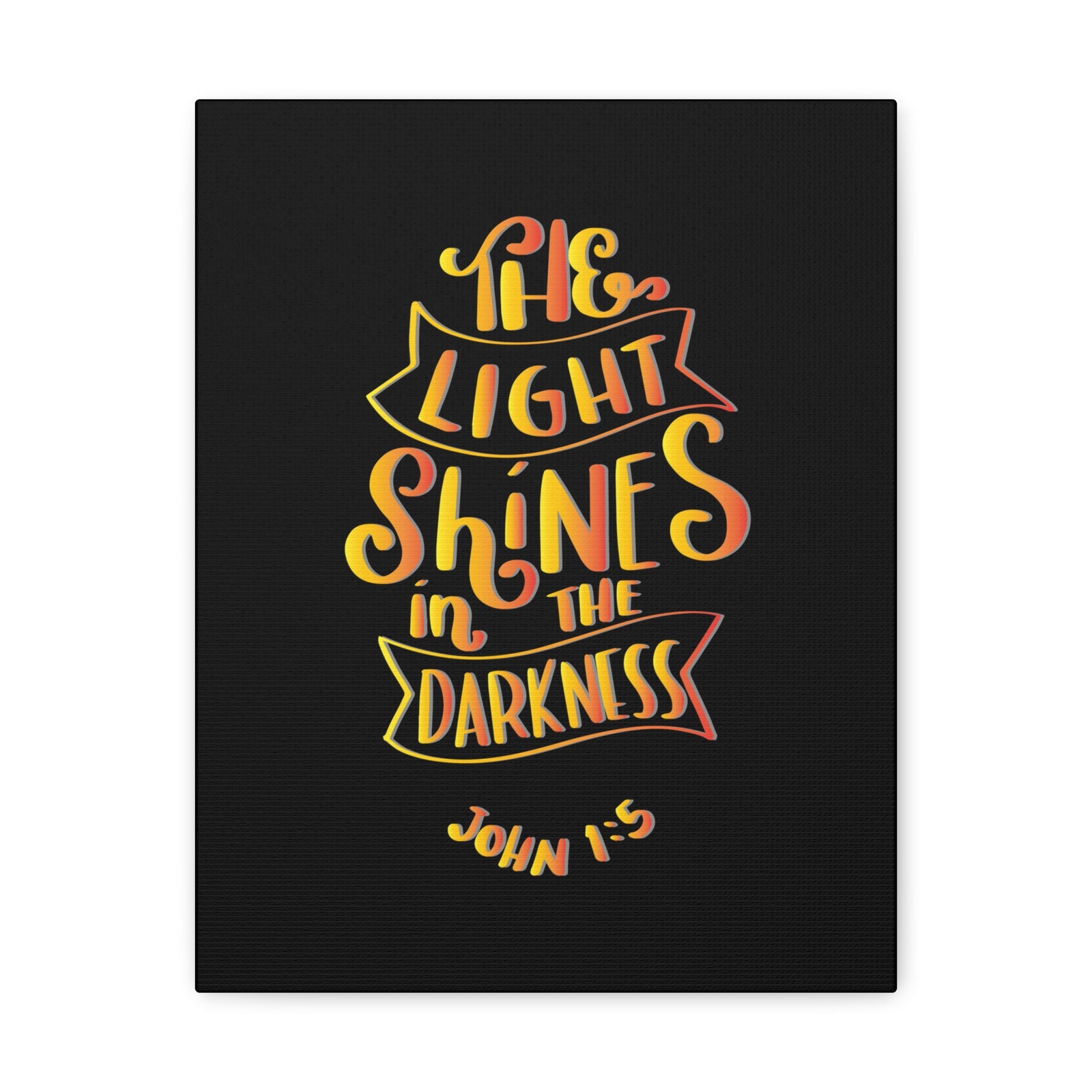 Scripture Canvas Light Shines In The Darkness John 1:5 Christian Wall Art Bible Verse Print Ready to Hang-Express Your Love Gifts