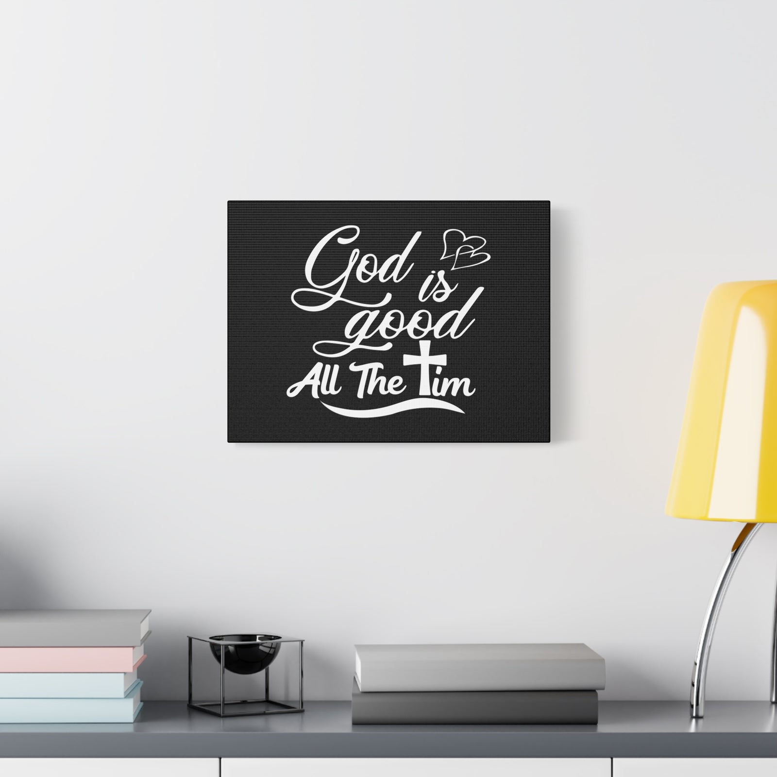 Scripture Canvas God Is Good Psalm 100:5 Black Hearts Christian Wall Art Bible Verse Print Ready to Hang-Express Your Love Gifts
