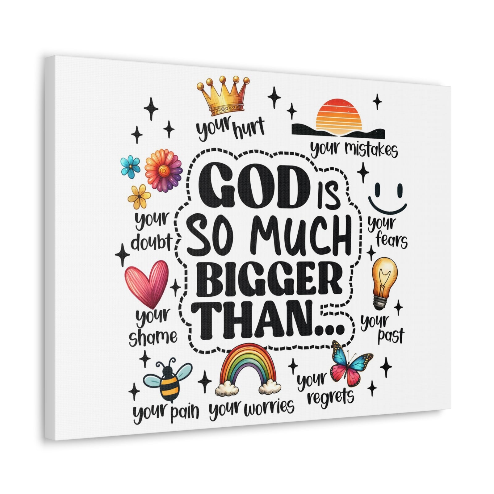 Scripture Walls God Bigger Than Everything Bible Verse Canvas Christian Wall Art Ready to Hang Unframed-Express Your Love Gifts