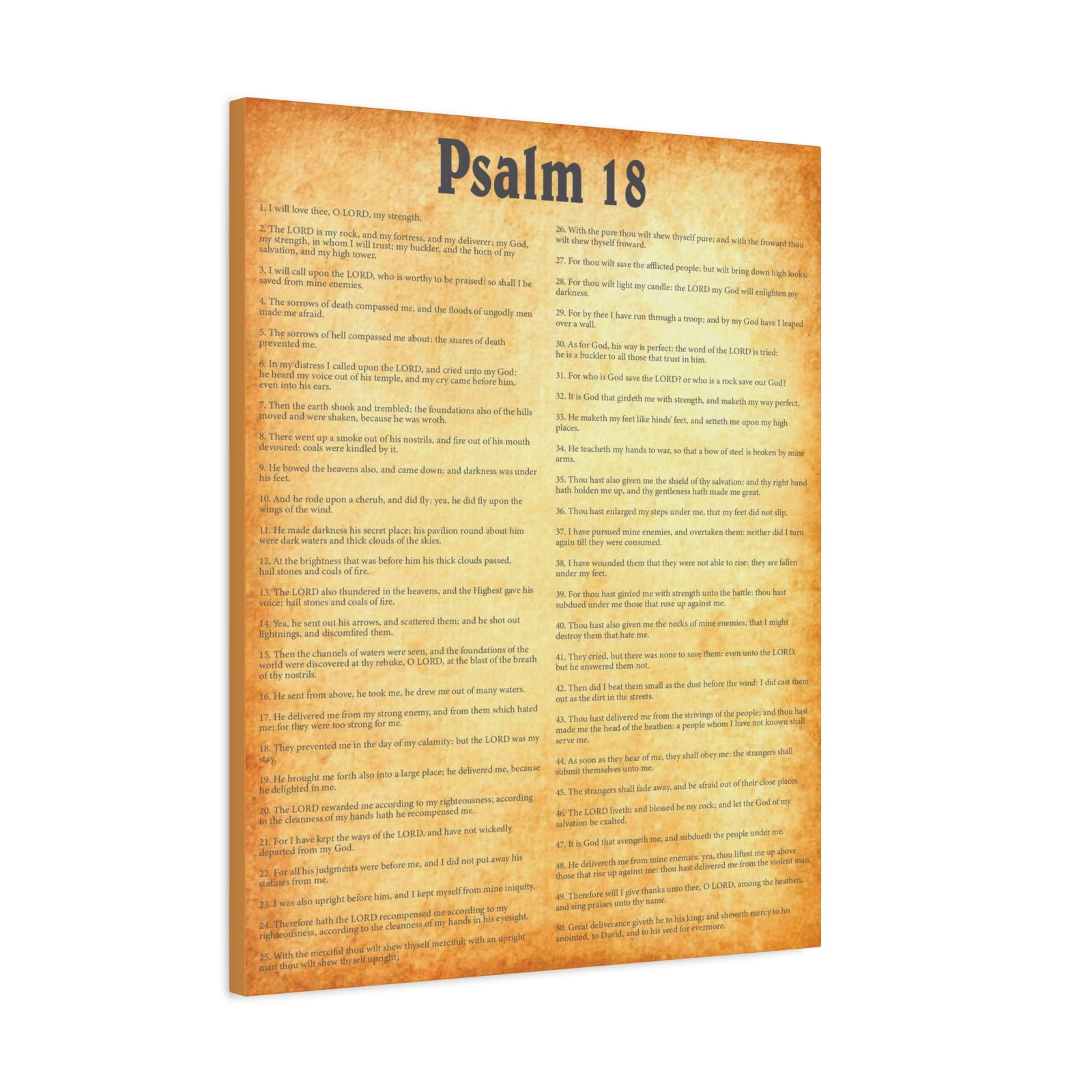 Scripture Walls Psalm 18 Gold Bible Chapter Canvas Christian Wall Art Ready to Hang-Express Your Love Gifts