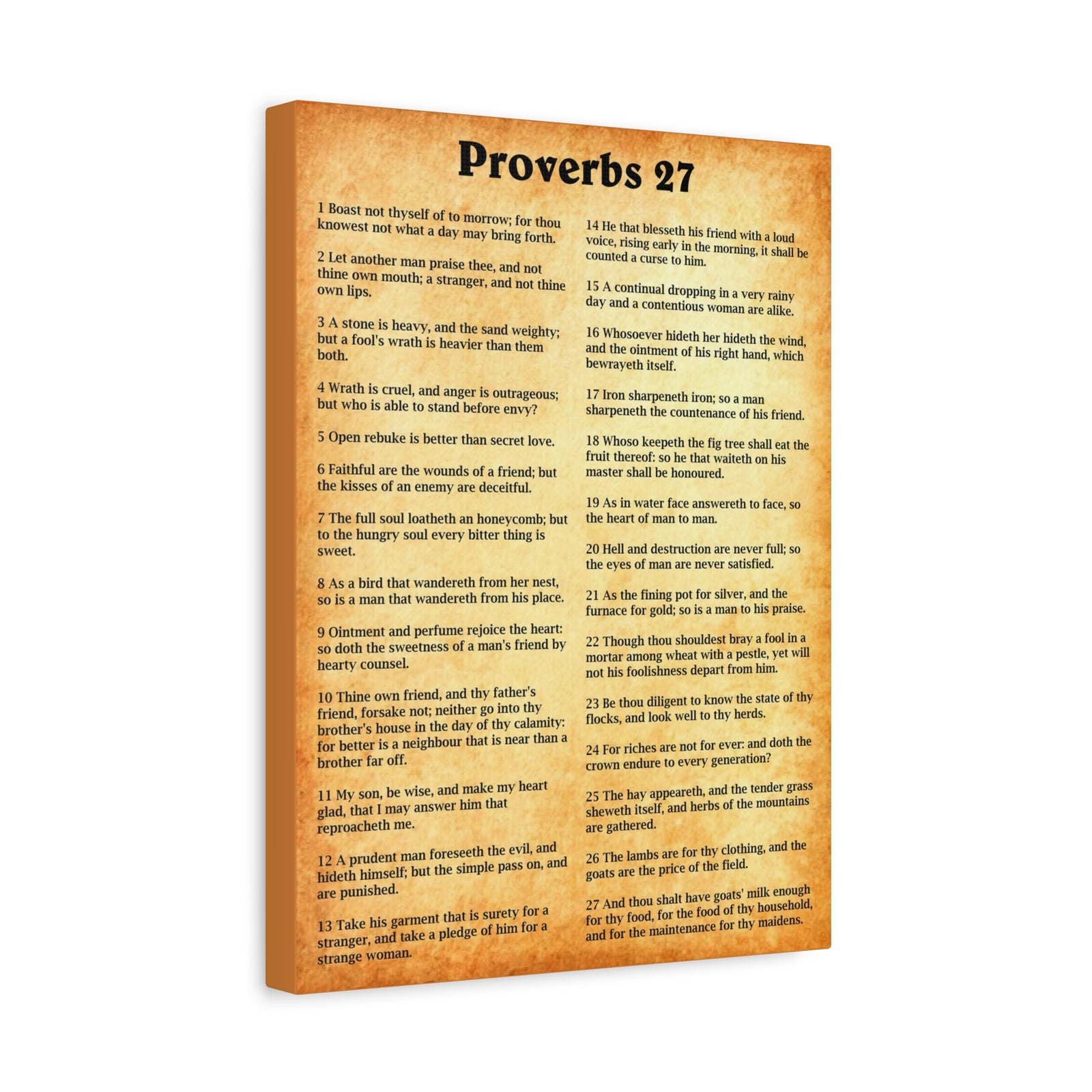 Scripture Walls Proverbs Chapter 27 Gold Bible Canvas Christian Wall Art Ready to Hang Unframed-Express Your Love Gifts
