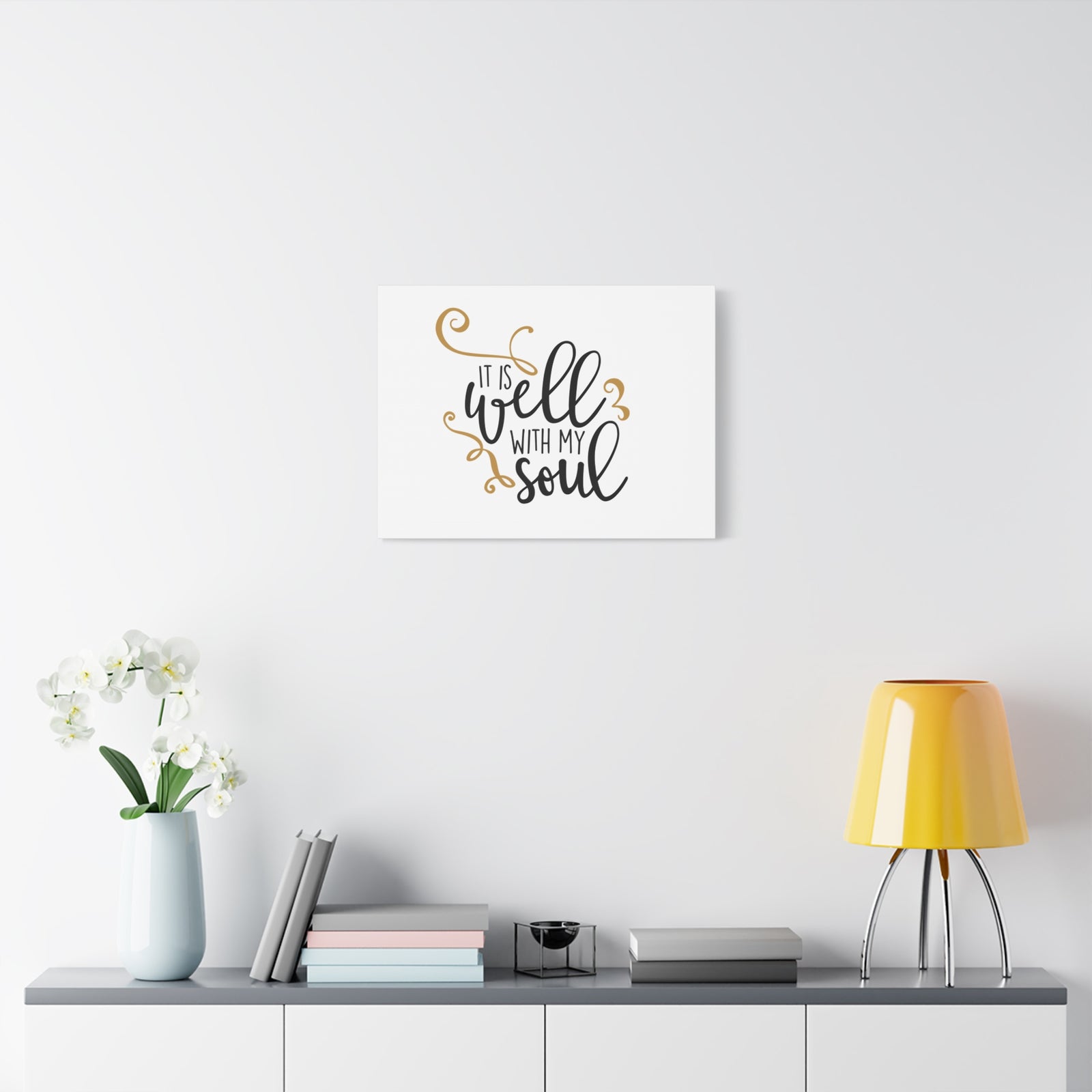 Scripture Canvas It Is Well With My Soul Psalm 42:7 White Christian Wall Art Bible Verse Print Ready to Hang-Express Your Love Gifts