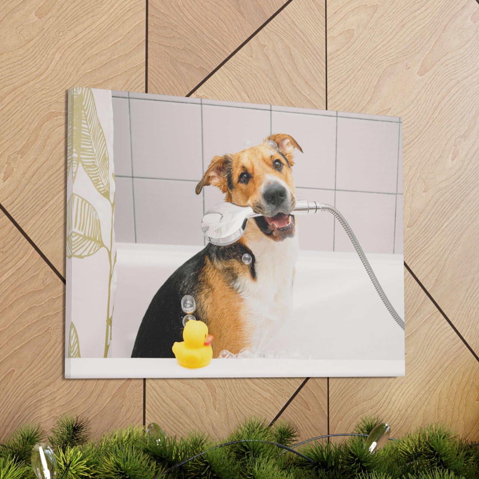 Cute Mongrel Bath Canvas Wall Art for Home Decor Ready-to-Hang-Express Your Love Gifts