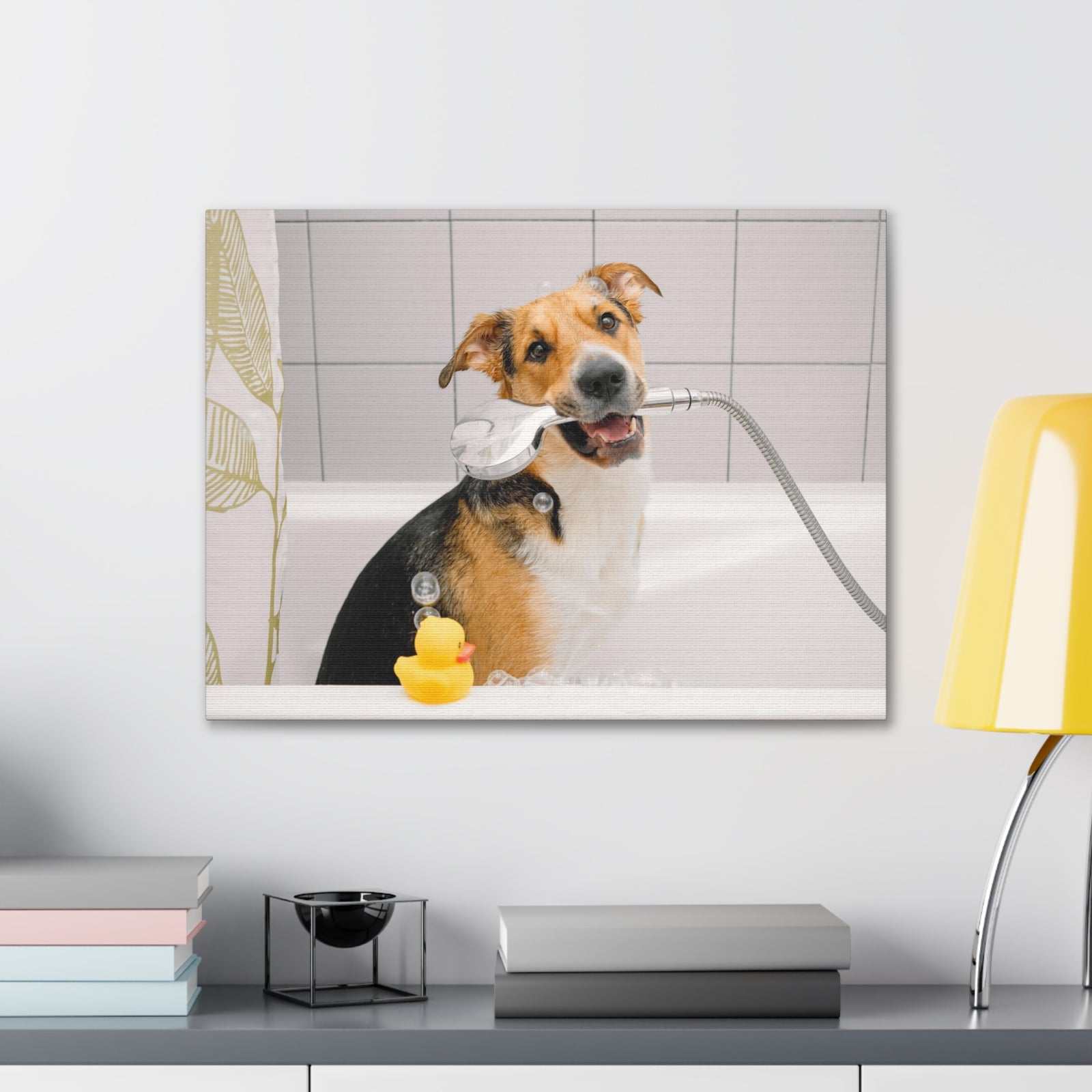 Cute Mongrel Bath Canvas Wall Art for Home Decor Ready-to-Hang-Express Your Love Gifts