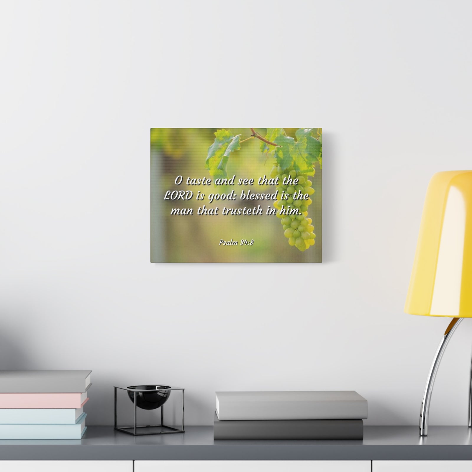 Scripture Canvas Lord Is Good Psalm 34:8 Christian Wall Art Bible Verse Print Ready to Hang-Express Your Love Gifts