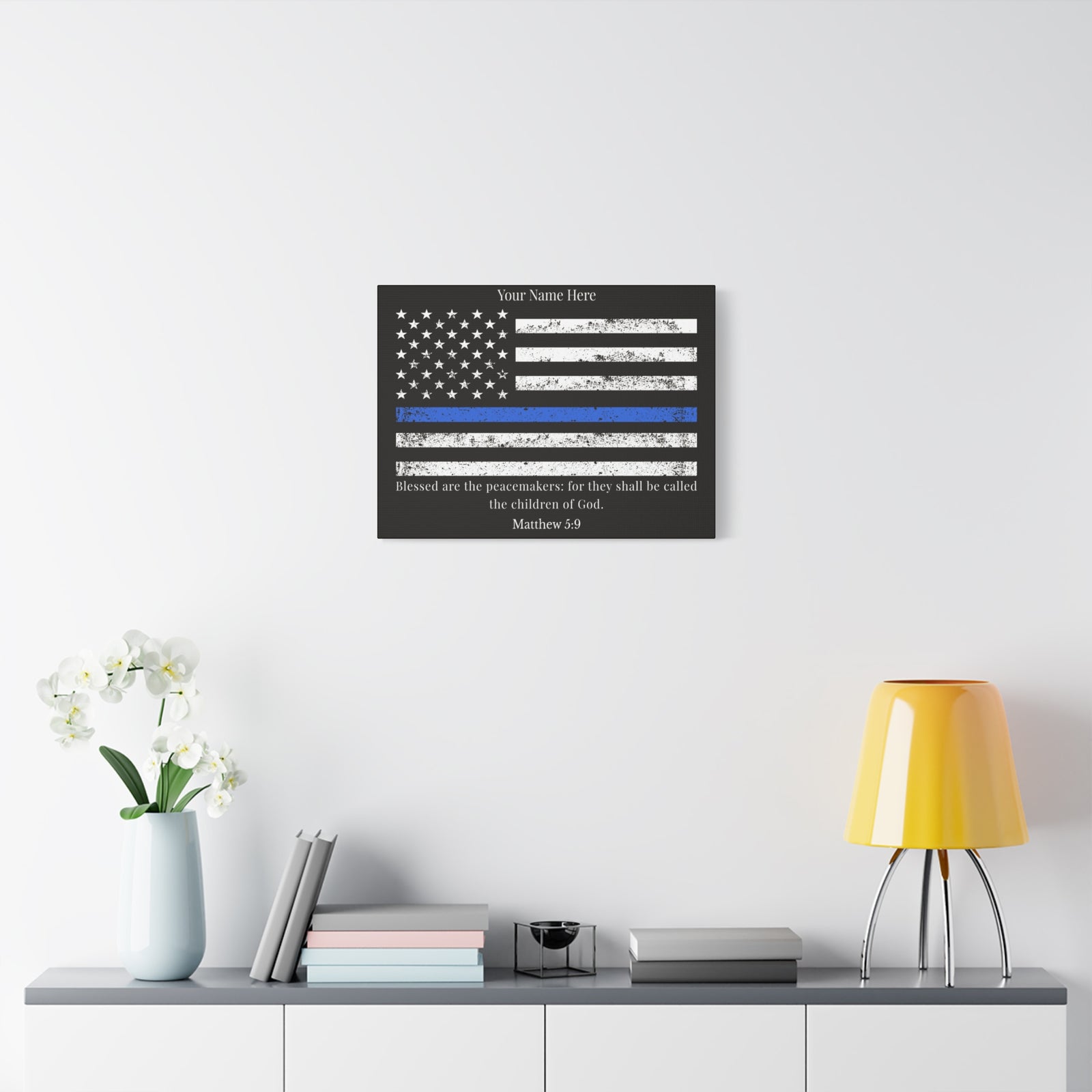 Scripture Walls Personalized Matthew 5:9 Police Officer Badge Bible Canvas Christian Wall Art Ready to Hang Unframed-Express Your Love Gifts