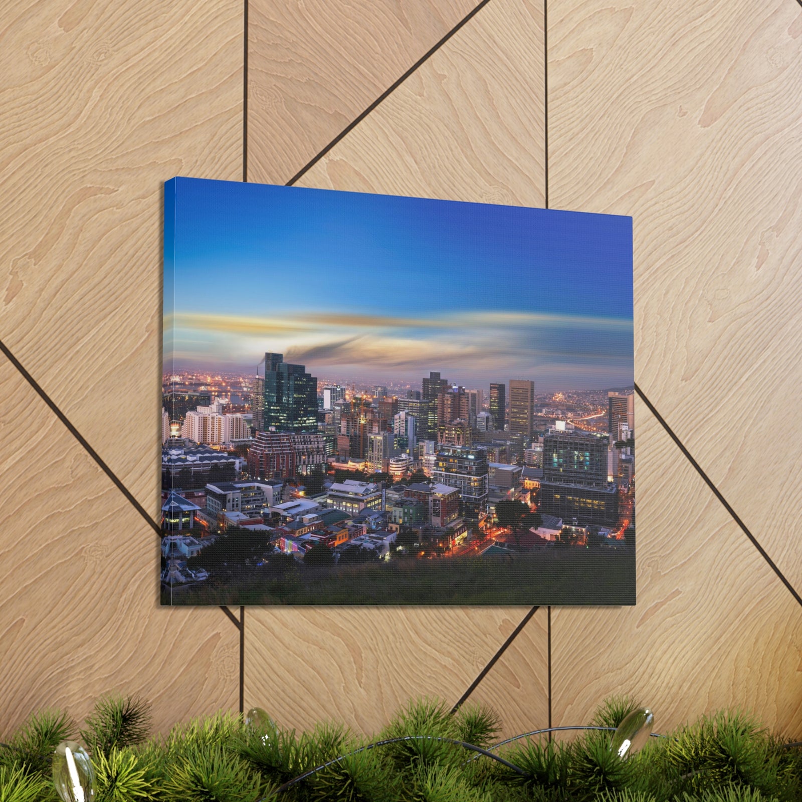 Cape Town Night Skyline Canvas Artwork High-Quality Breathtaking Stunning Cityscape for Home Decor Ready to Hang-Express Your Love Gifts