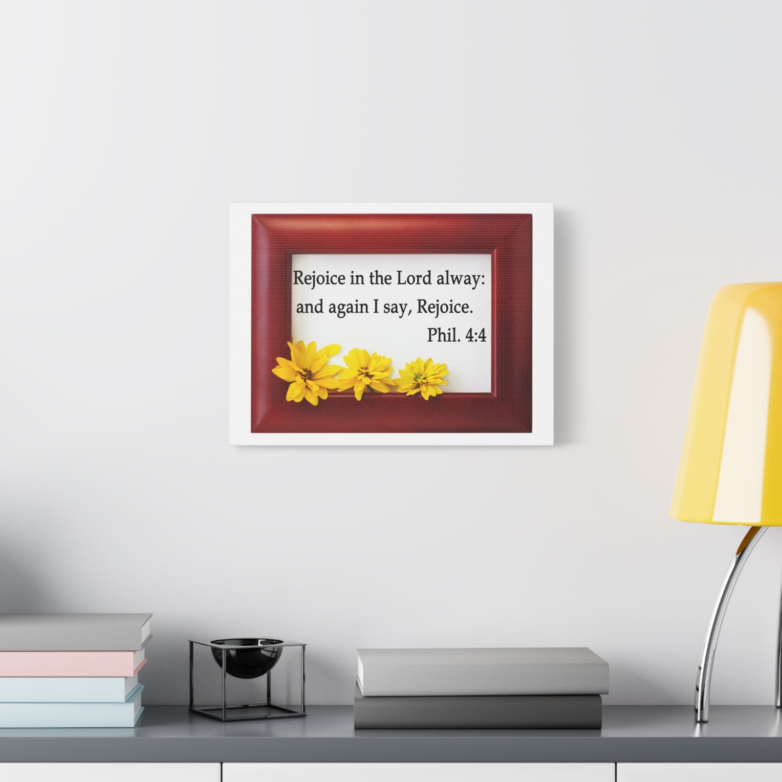Scripture Walls Rejoice In The Lord Frame Philippians 4:4 Bible Verse Canvas Christian Wall Art Ready to Hang-Express Your Love Gifts