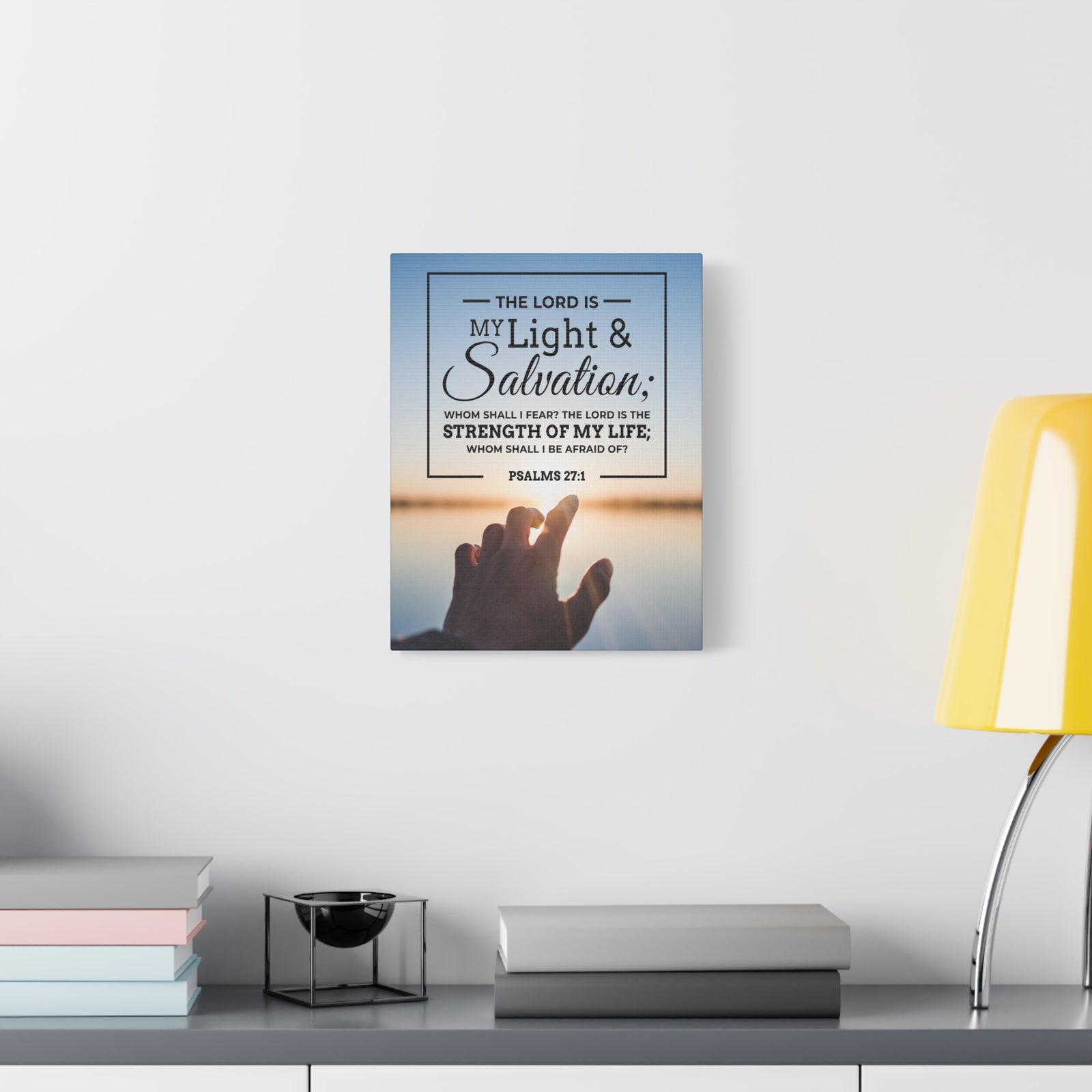 Bible Verse Canvas Light and Salvation Psalms 27:1 Christian Home Decor Scripture Art-Express Your Love Gifts