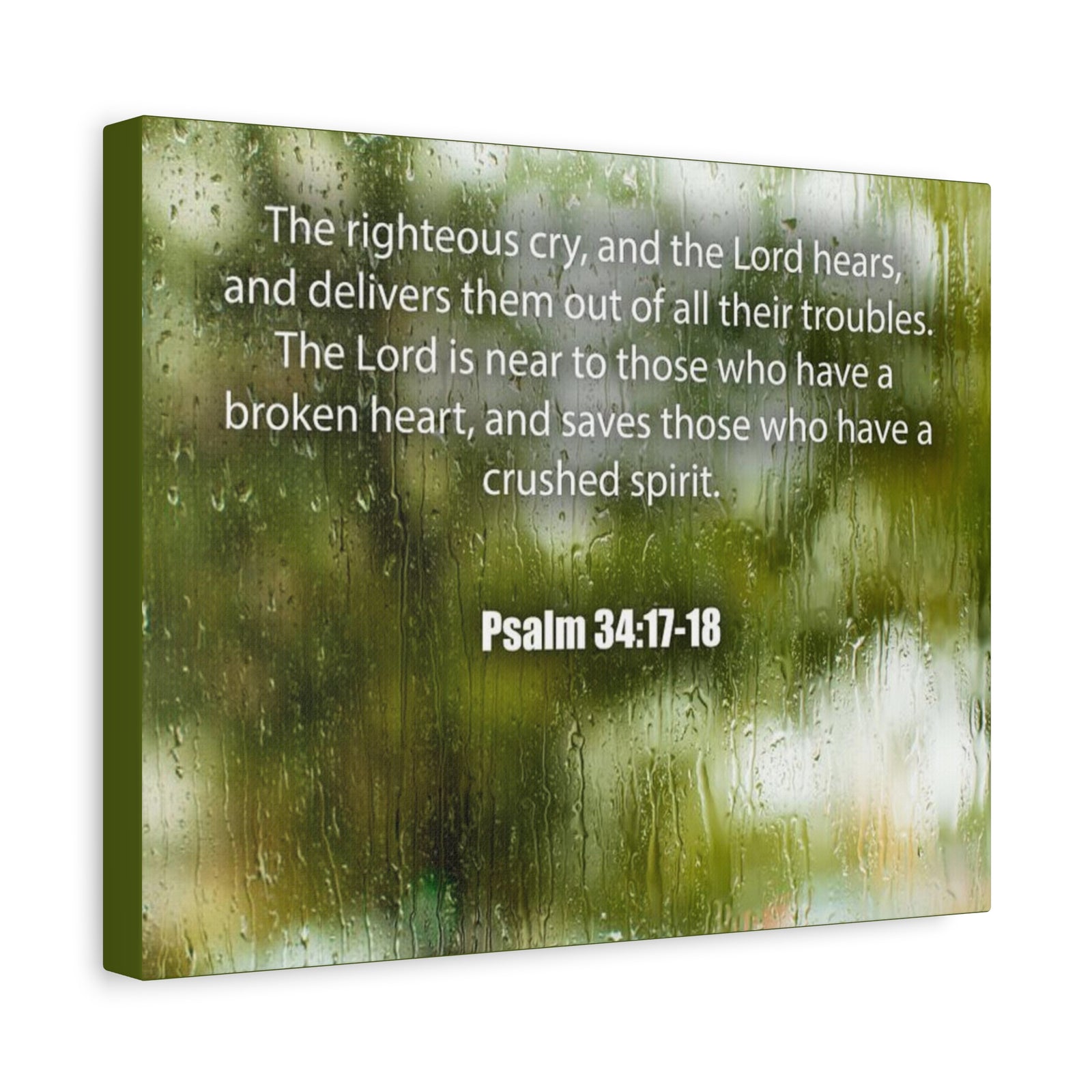 Scripture Canvas The Righteous Cry Psalm 34:17-18 Christian Wall Art Bible Verse Print Ready to Hang-Express Your Love Gifts