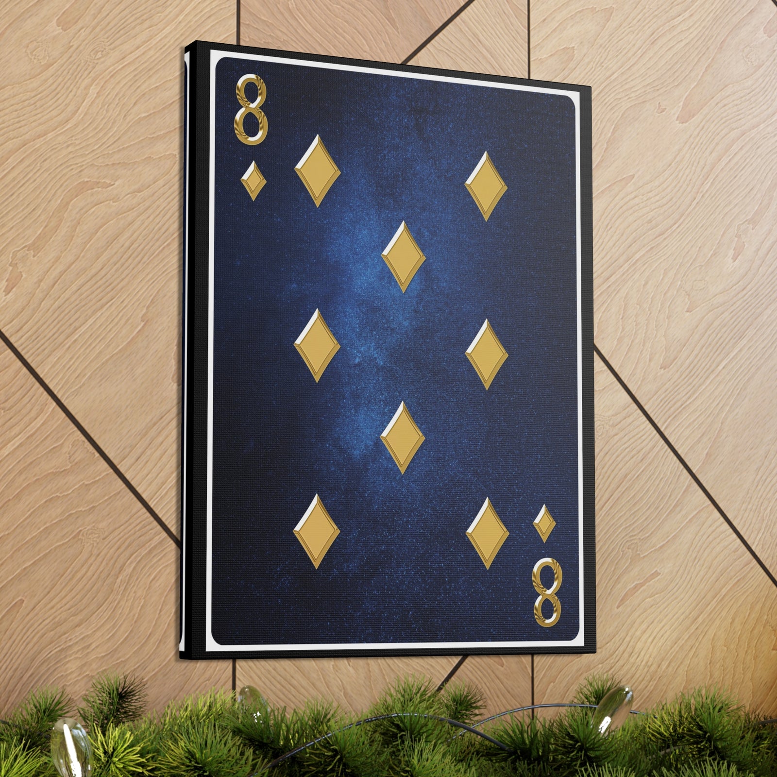 Eight Of Diamonds Space Background Playing Card Canvas Wall Art for Home Decor Ready-to-Hang-Express Your Love Gifts