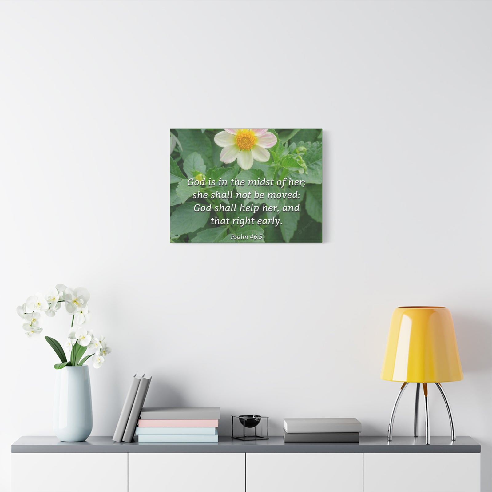 Scripture Canvas God Shall Help Her Psalm 46:5 Christian Wall Art Bible Verse Print Ready to Hang-Express Your Love Gifts