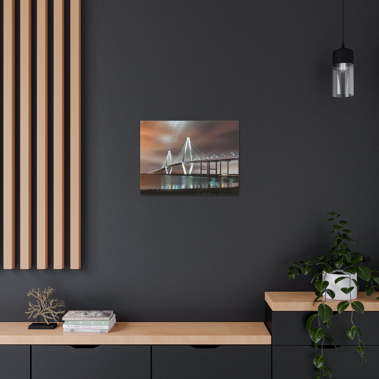 River Bridge Charleston South Carolina Nature Wilderness Photography Canvas Wall Art for Home Decor Ready-to-Hang-Express Your Love Gifts