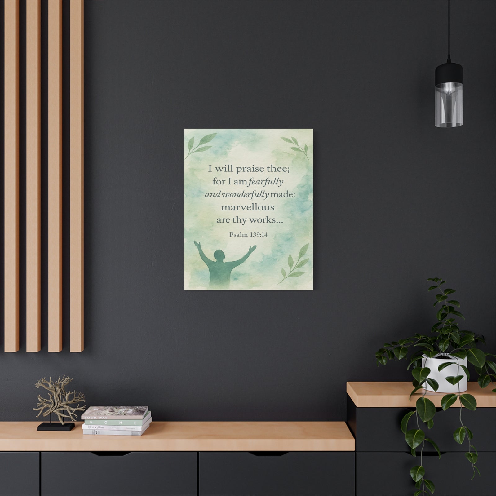 Bible Verse Canvas Psalm 139:14 Christian Home Décor Wall Art Scripture Ready to Hang Faith Print-Express Your Love Gifts