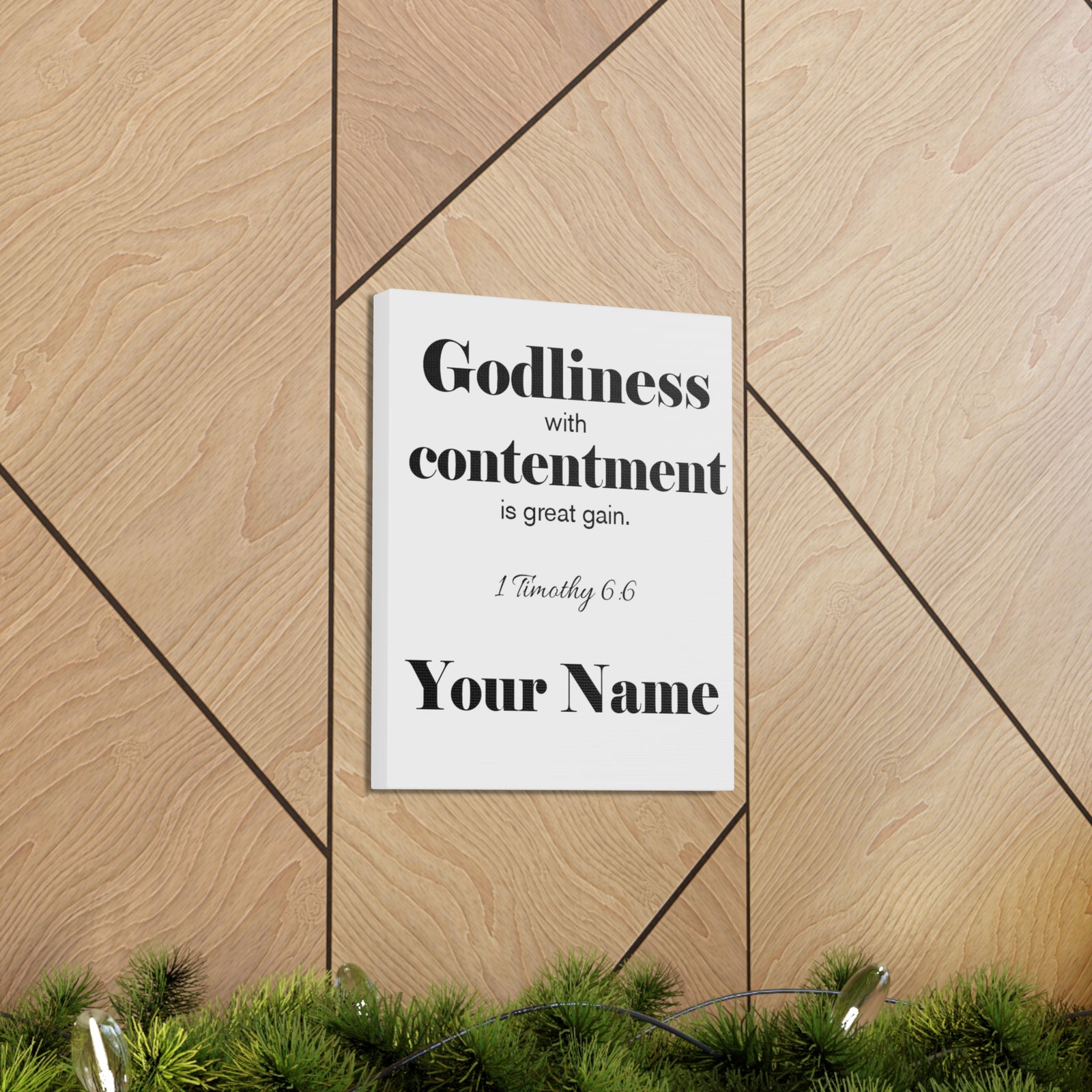 Personalized Godliness 1 Timothy 6:6 Bible Chapter Canvas Christian Wall Art Ready to Hang-Express Your Love Gifts