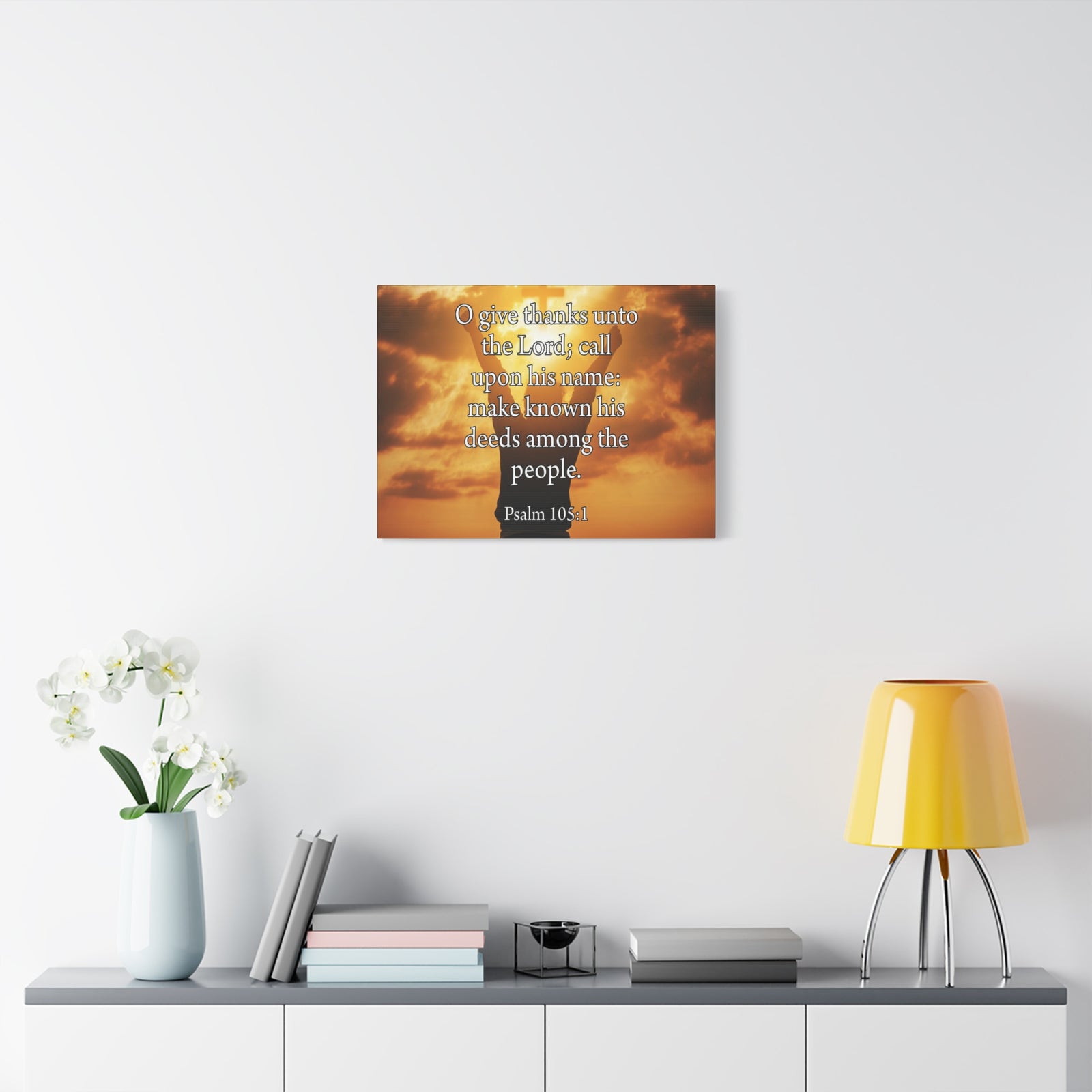 Bible Verse Canvas Give Thanks Unto the Lord Psalm 105:1Christian Home Decor Scripture Art-Express Your Love Gifts