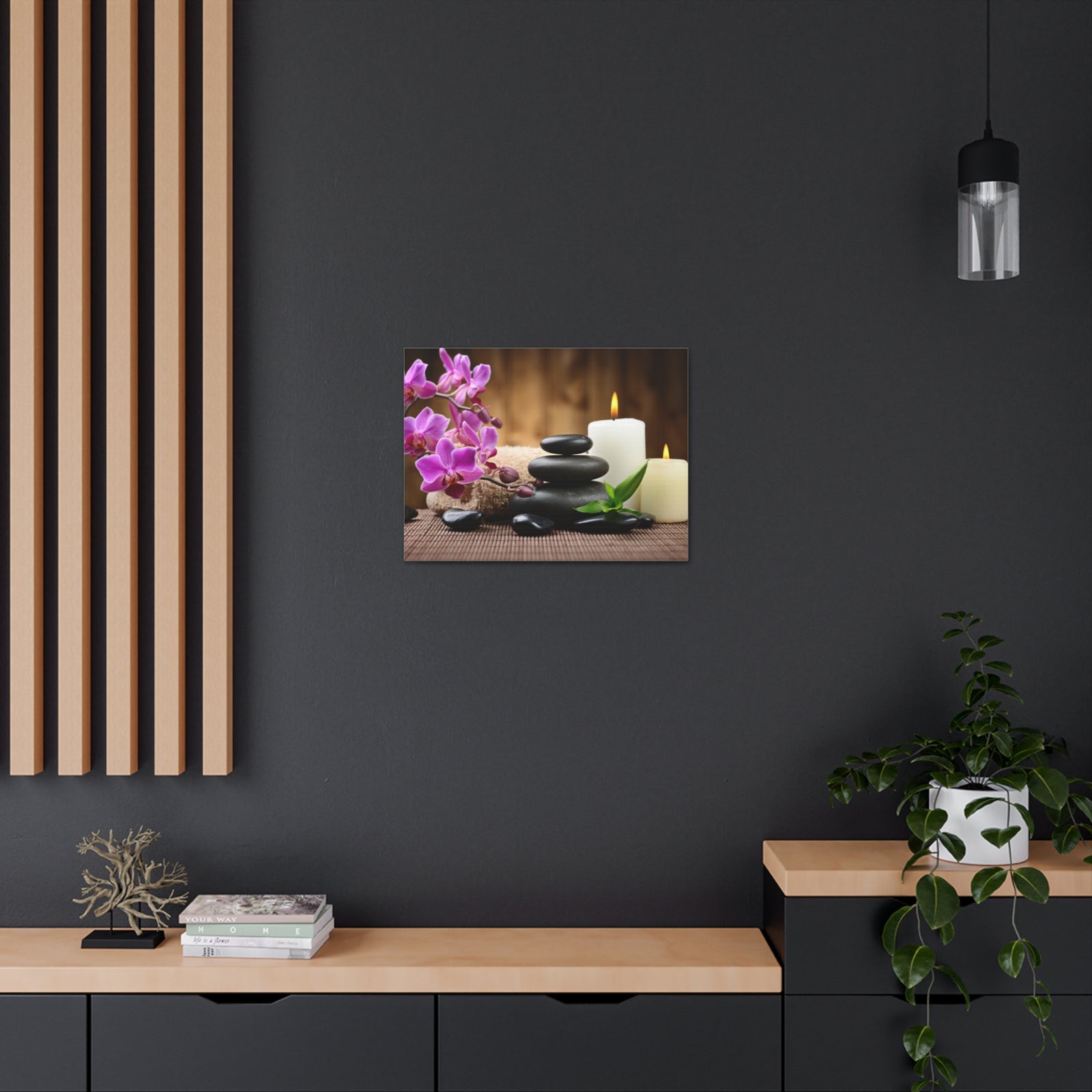 Stones and Bamboo Forest Floral Nature Photography Canvas Wall Art for Home Decor Ready-to-Hang-Express Your Love Gifts