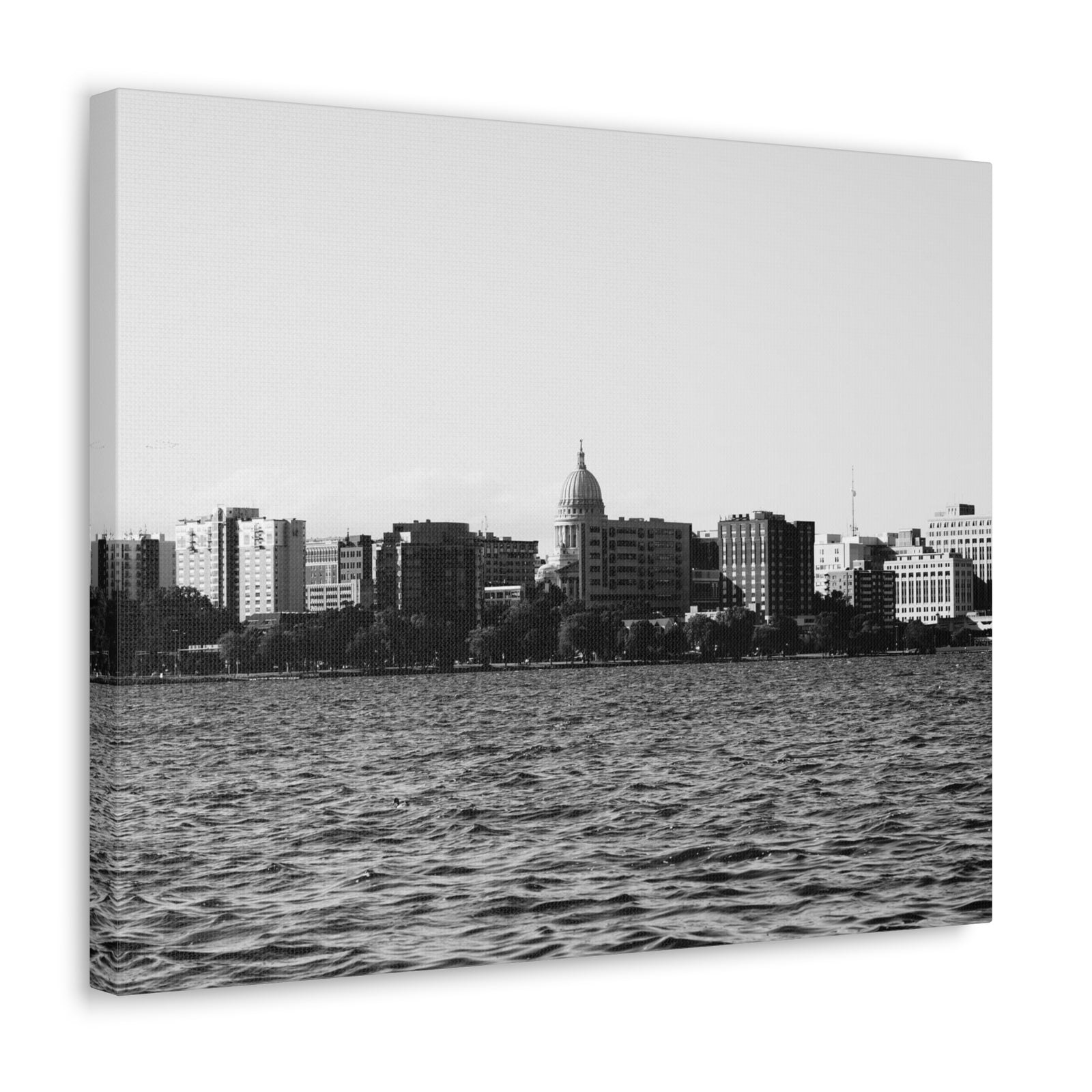 Madison Black White Skyline Canvas Artwork High-Quality Breathtaking Stunning Cityscape for Home Decor Ready to Hang-Express Your Love Gifts