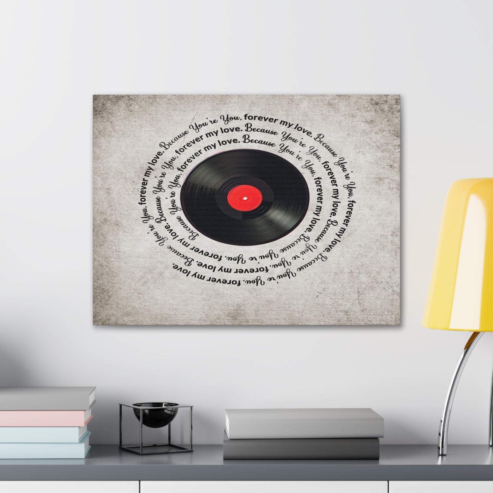 To My Wife Forever My Love Vinyl Record Canvas Wall Art – Perfect Gift for Music Lovers & Soulmates-Express Your Love Gifts